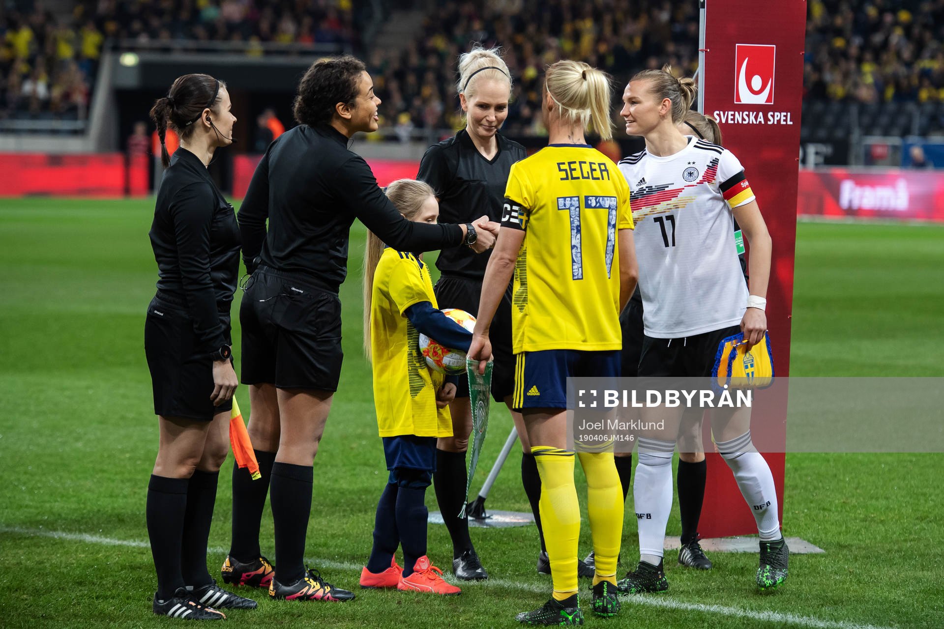 Caroline Seger of Sweden and Alexandra Popp of Germany