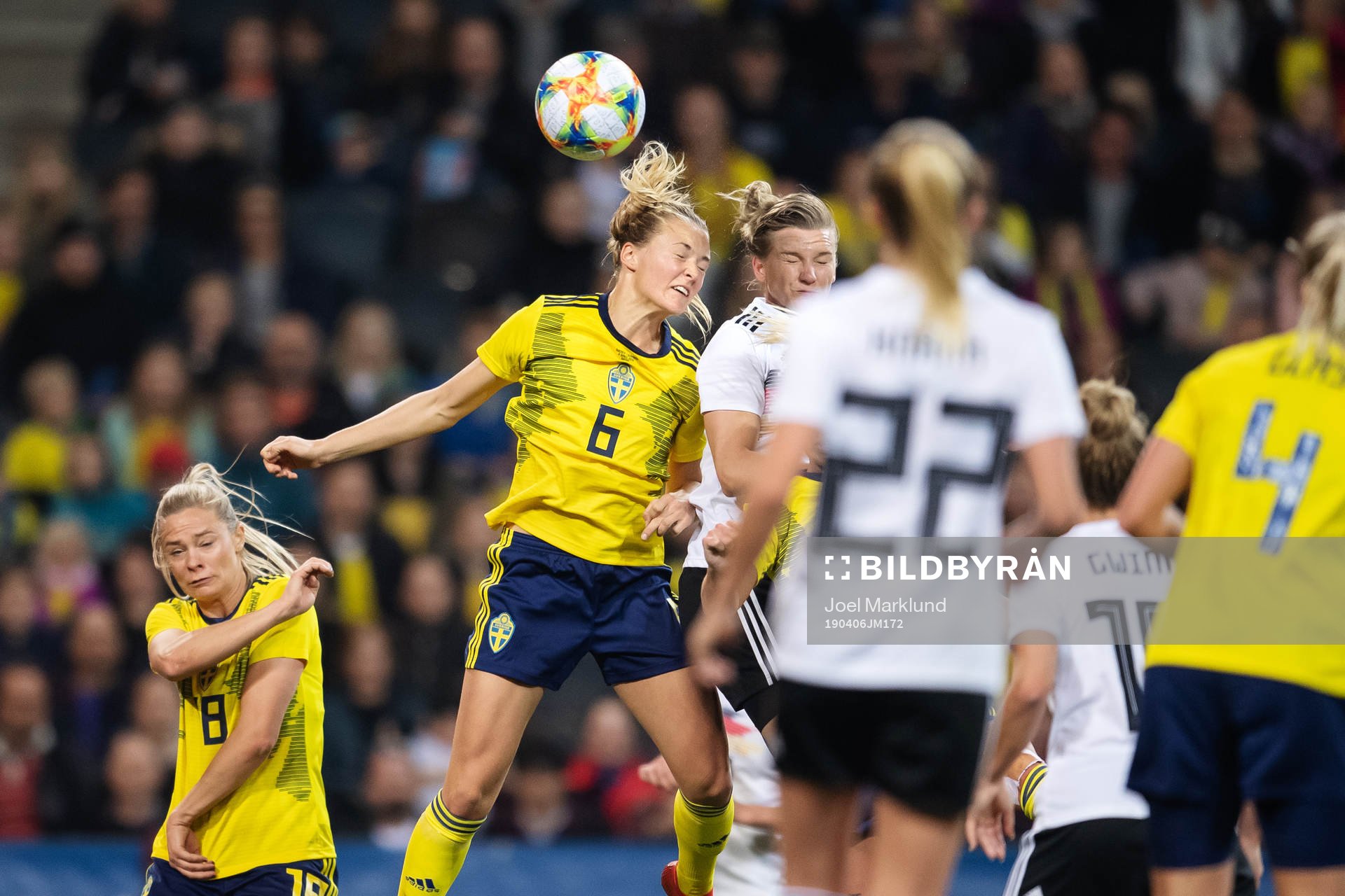 Magdalena Eriksson of Sweden and Alexandra Popp of Germany