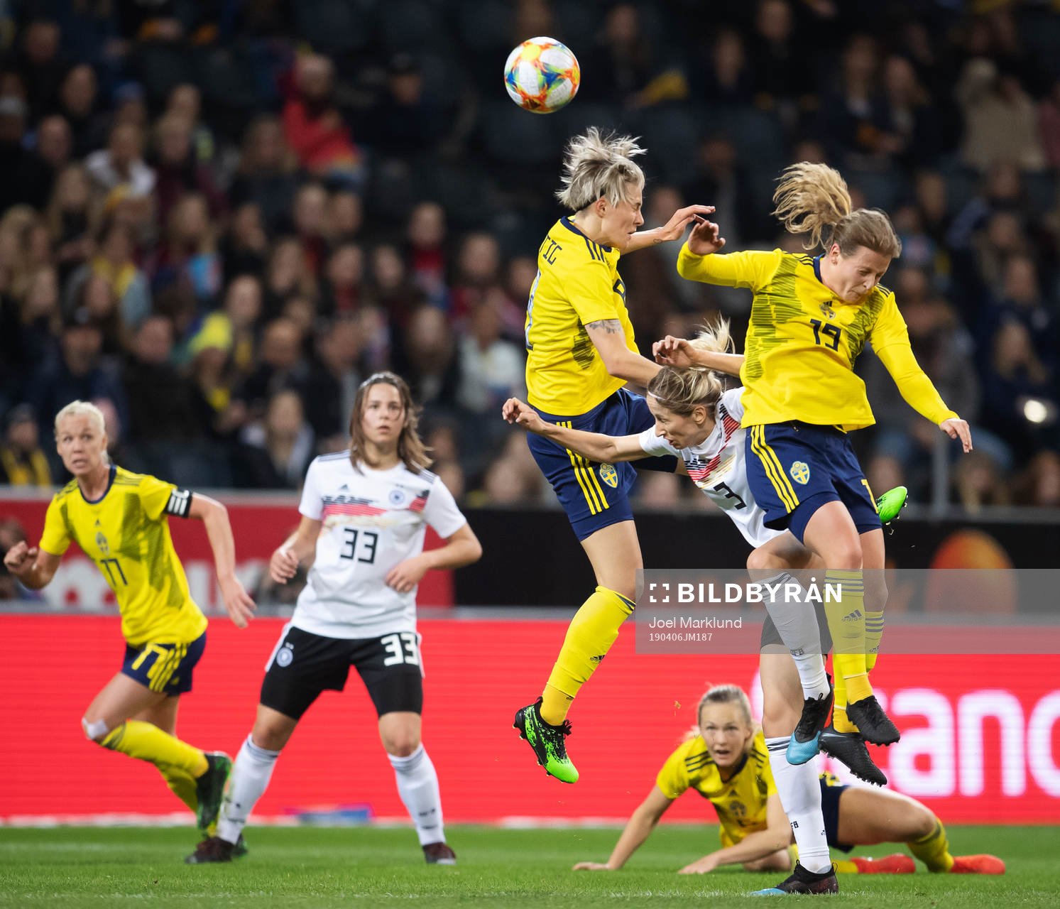 Lina Hurtig and Anna Anvegård of Sweden in action against