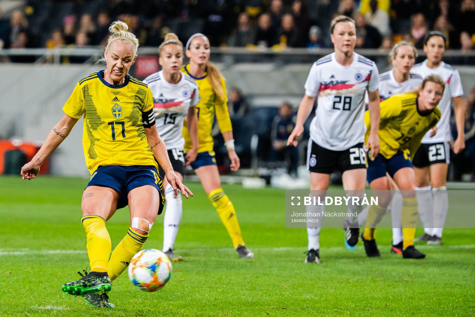 Caroline Seger of Sweden scores 1-2 with a penalty