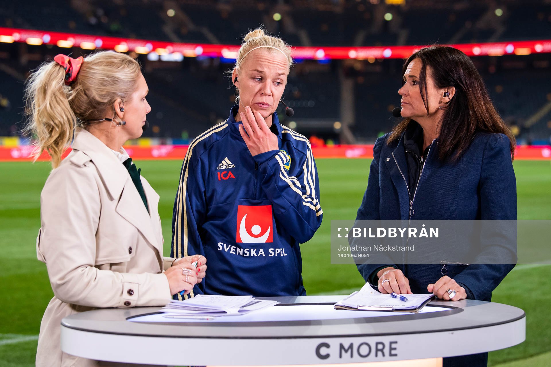 Anna Brolin, Malin Swedberg and Caroline Seger of Sweden in