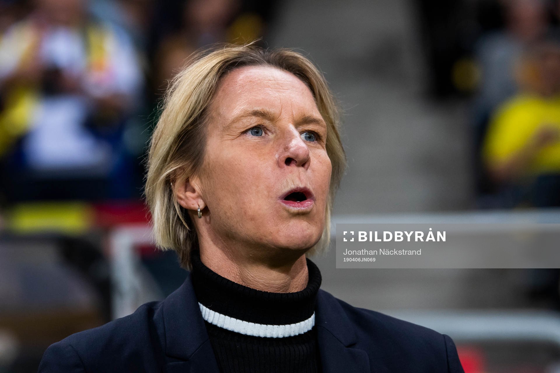 Martina Voss-Tecklenburg, Head Coach of Germany ahead of the women's international friendly football match between Sweden and Germany on April 6, 2019 in Stockholm.