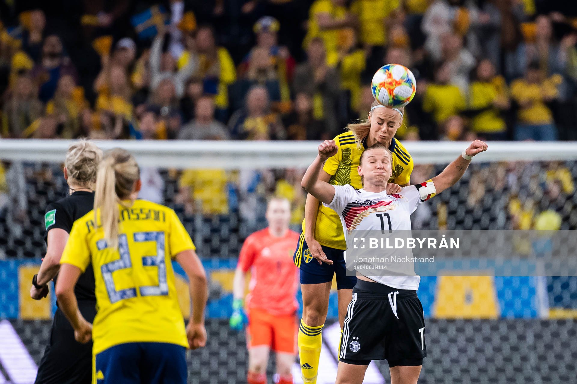 Amanda Ilestedt of Sweden and Alexandra Popp  of Germany