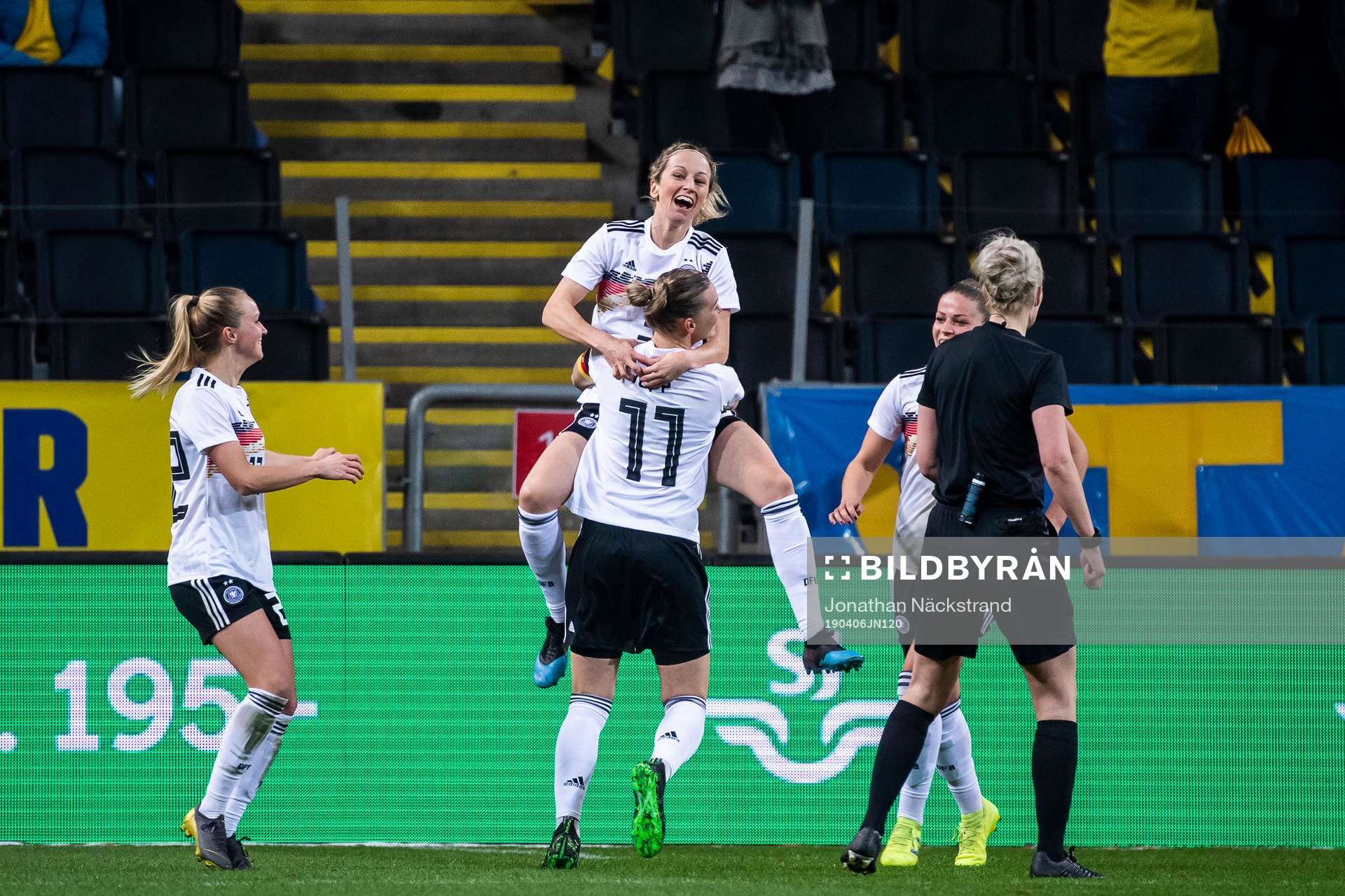 Kathrin Hendrich of Germany celebrates with her teammate
