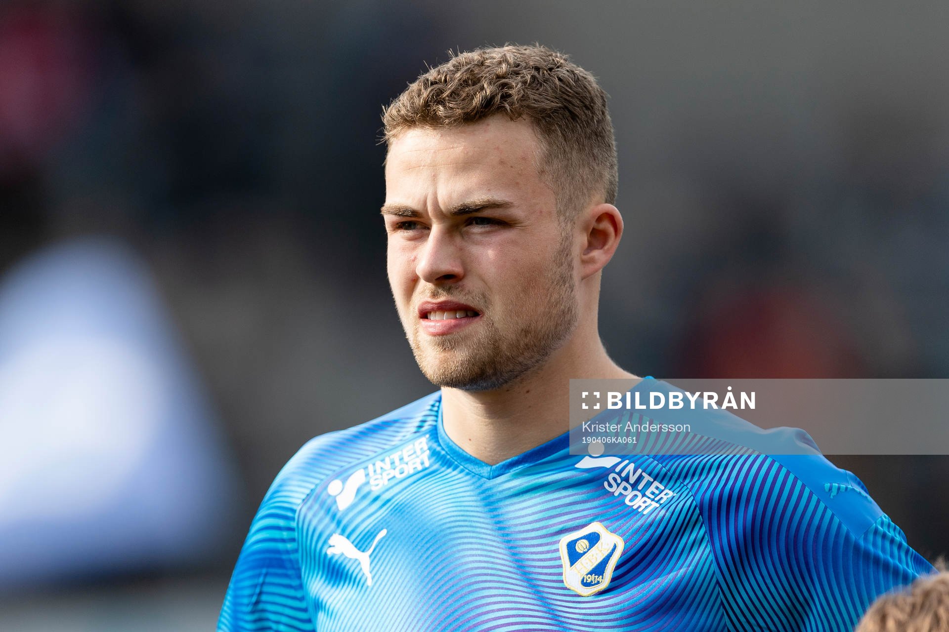 Halmstads Gabriel Gudmundsson före fotbollsmatchen i Superettan mellan Halmstad och Örgryte den 6 april 2019 i Halmstad.