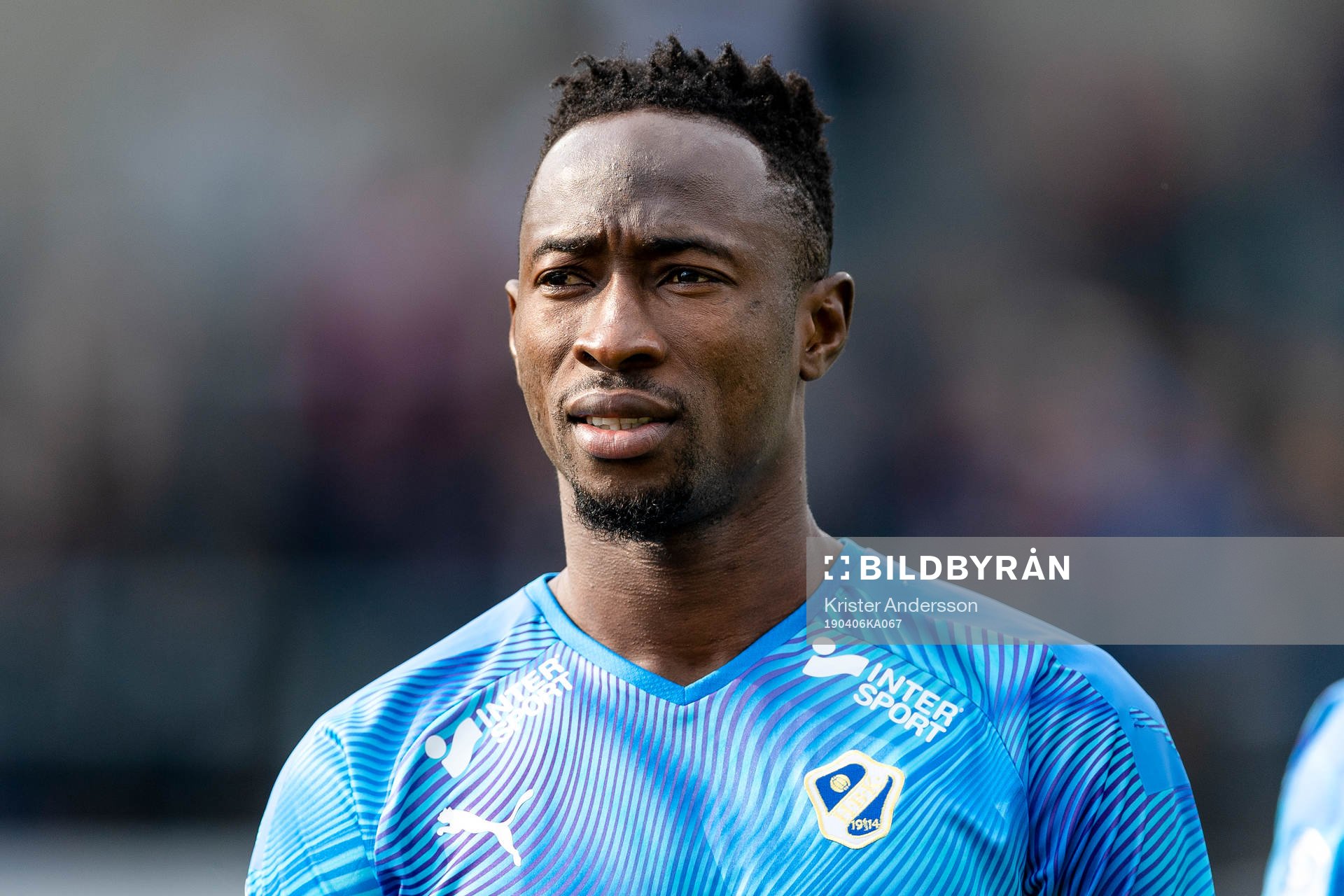 Halmstads Sadat Karim före fotbollsmatchen i Superettan