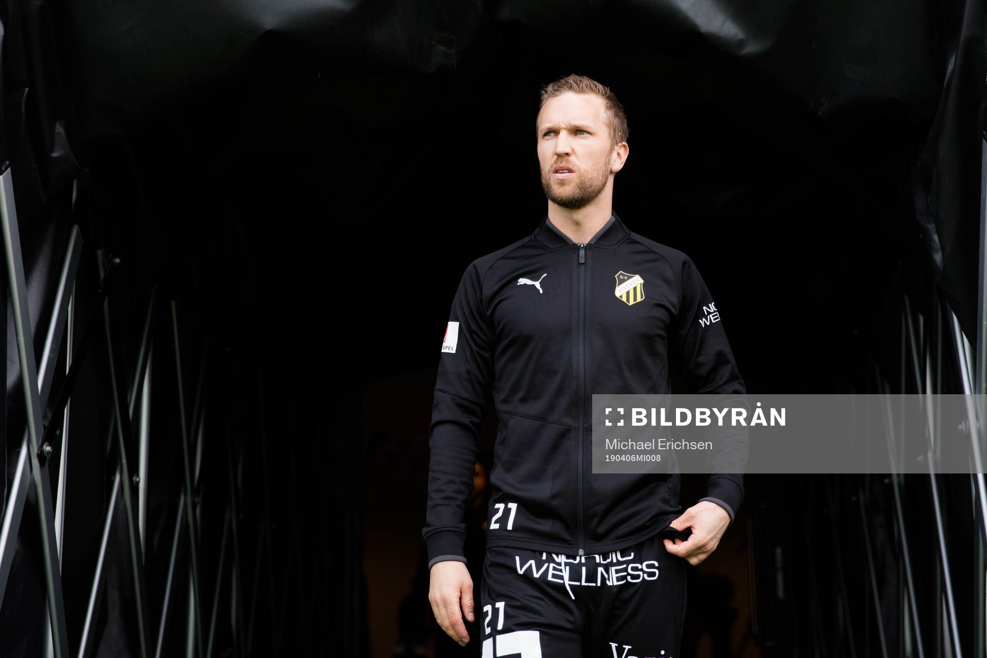 Häckens Rasmus Lindgren innan fotbollsmatchen i