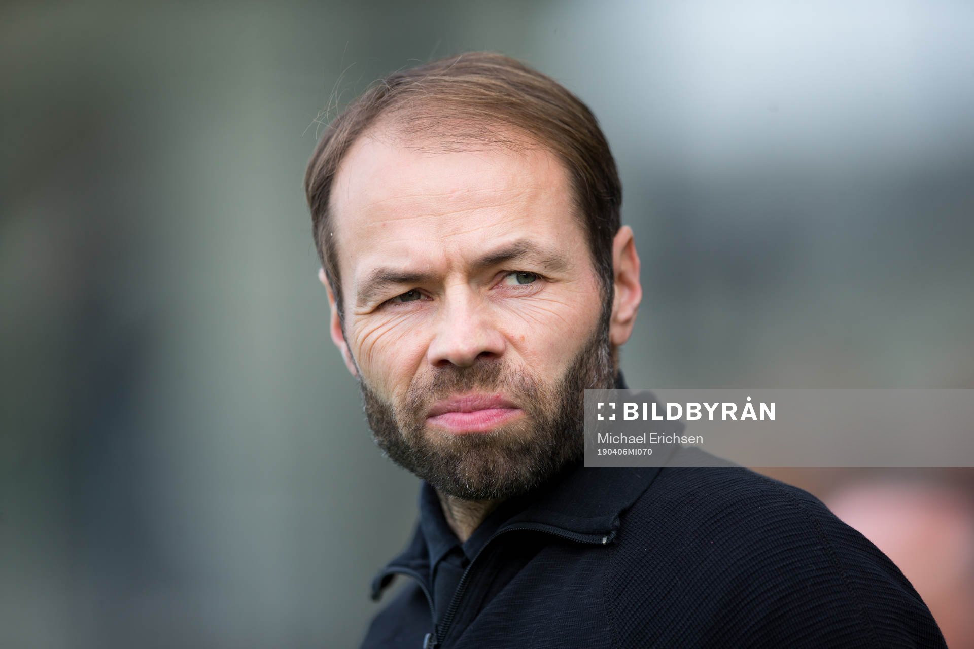 Häckens tränare Andreas Alm innan fotbollsmatchen i allsvenskan mellan Häcken och Helsingborg den 6 april 2019 i Göteborg.