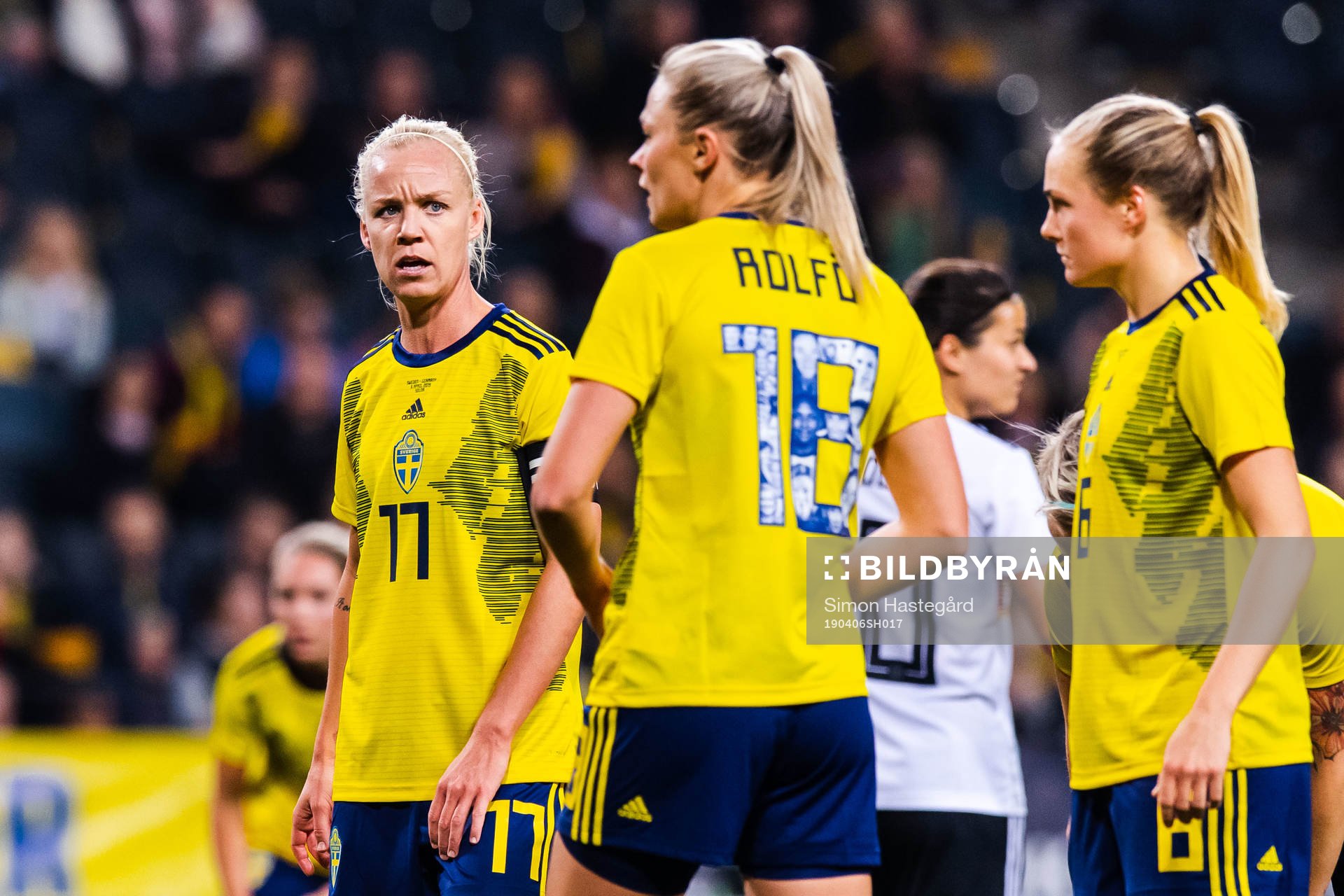 Caroline Seger, Fridolina Rolfö and Magdalena Eriksson of