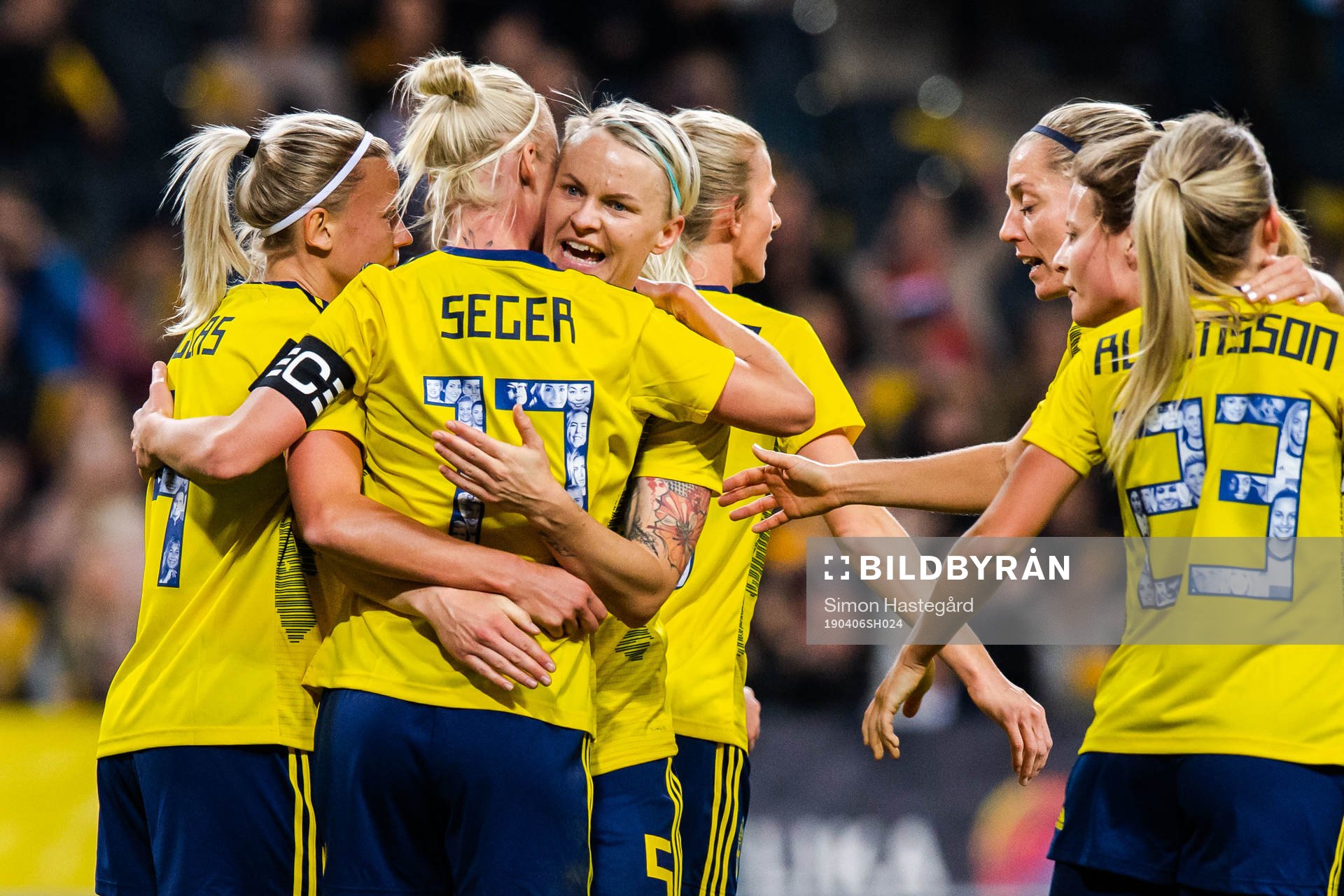 Caroline Seger and Nilla Fischer of Sweden celebrates