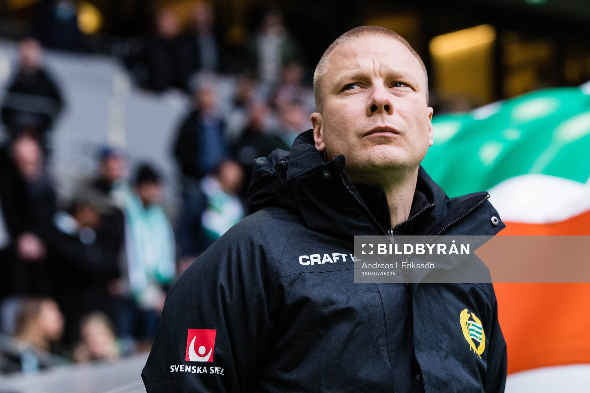Hammarbys tränare Stefan Billborn innan fotbollsmatchen i Allsvenskan mellan Hammarby och Kalmar den 7 april 2019 i Stockholm. 