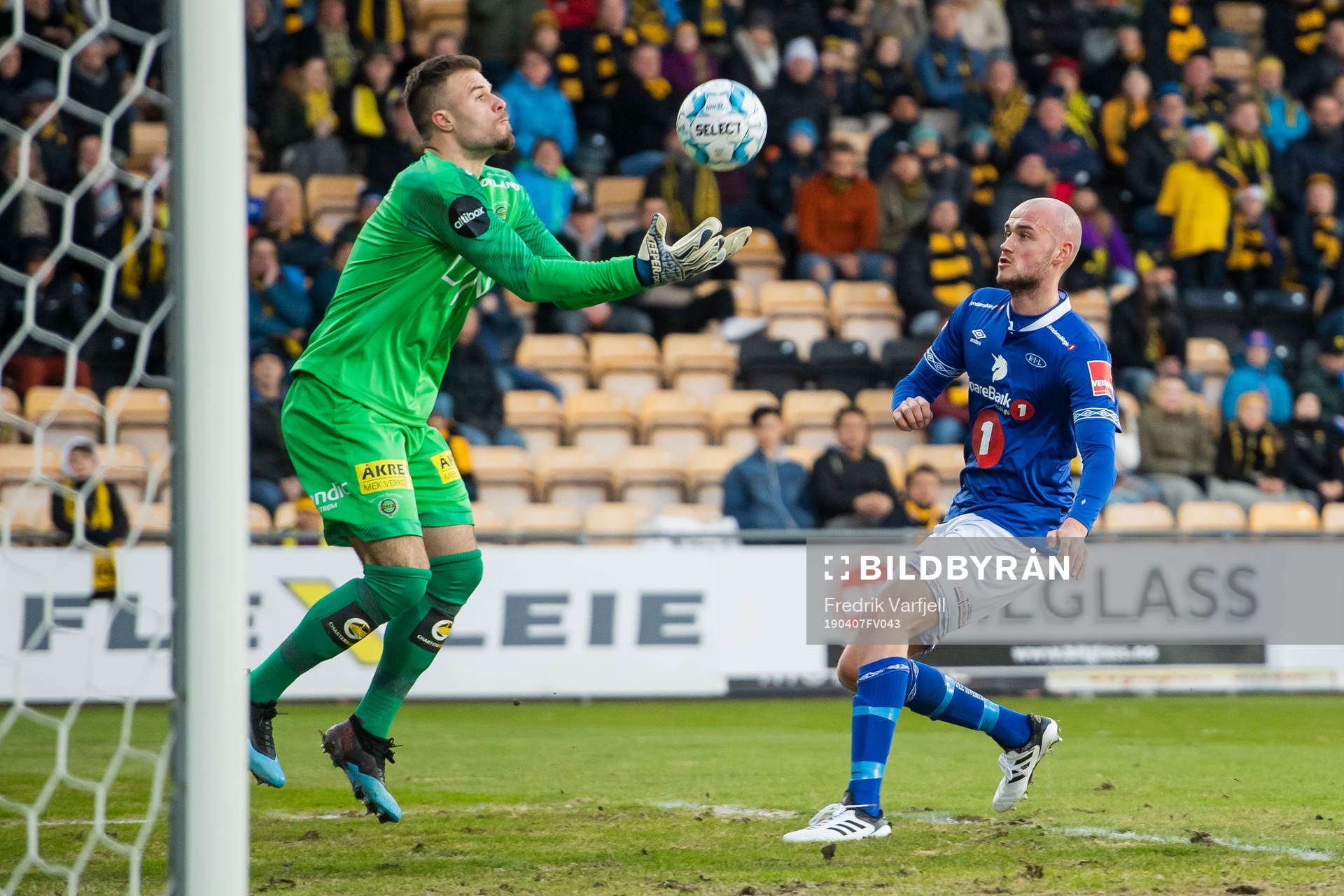 Marko Maric of Lillestrøm and Magnus Blakstad of Ranheim during the Eliteserien match between Lillestrøm and Ranheim on April 7, 2019 in Lillestrøm.