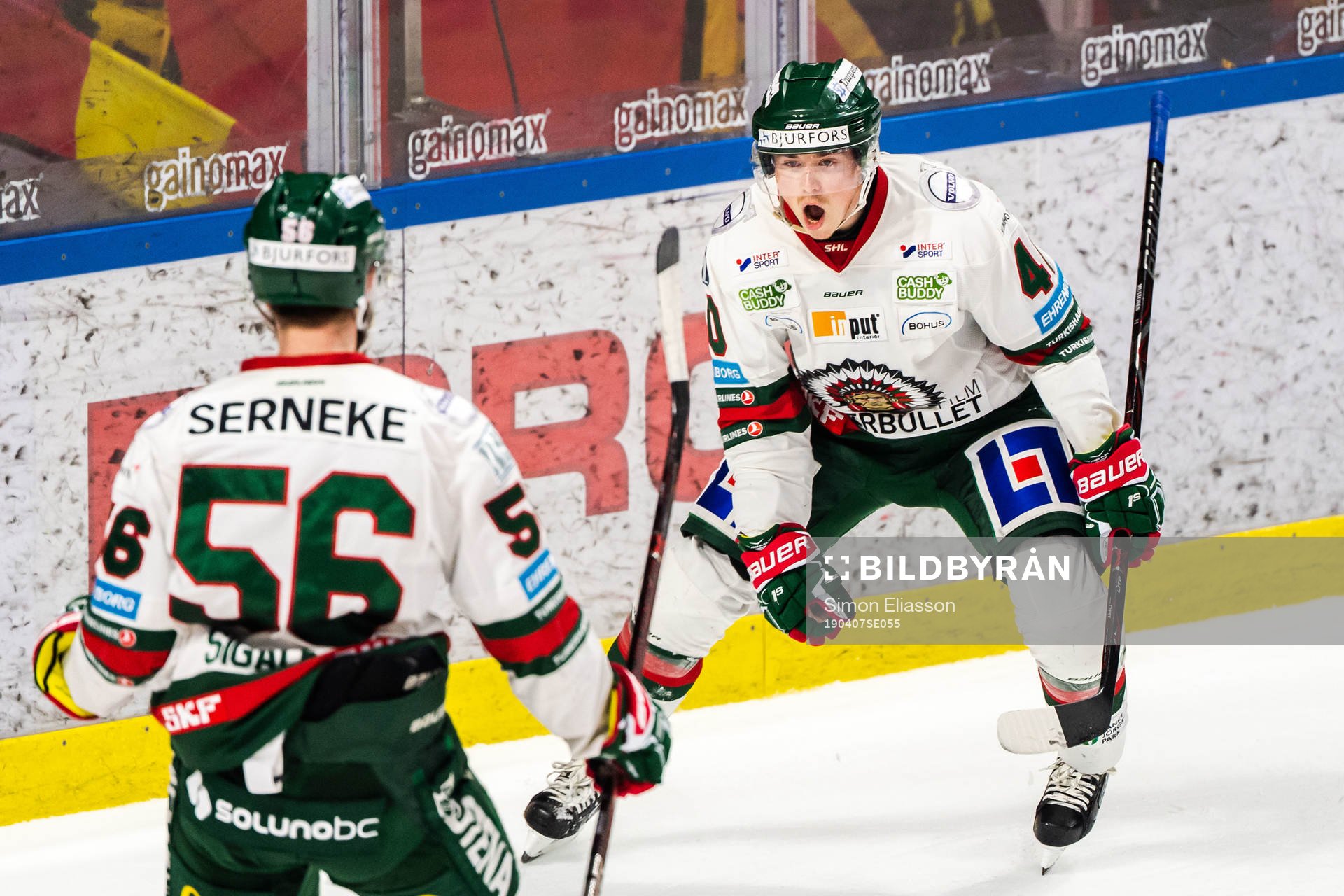 Frölundas Joel Mustonen jublar