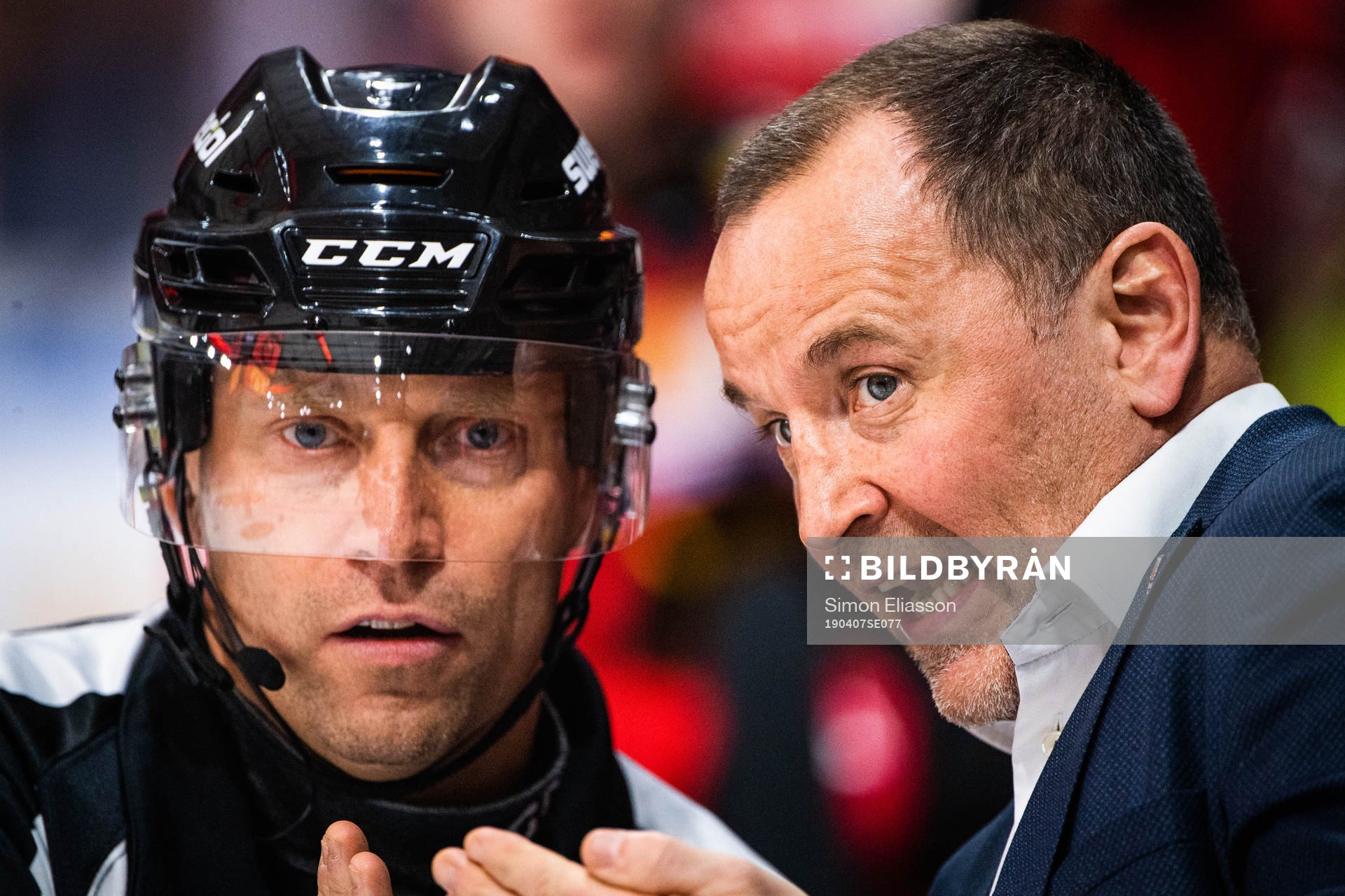 Domare Sören Persson och Luleås tränare Thomas Berglund