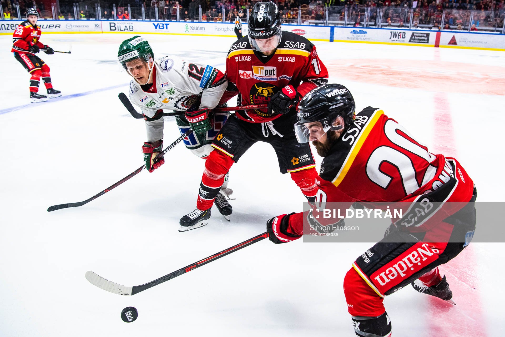 Frölundas Max Friberg, Luleås Petter Emanuelsson och Jack