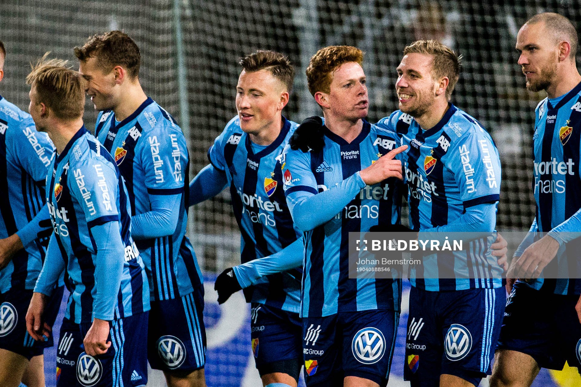 Djurgårdens Aslak Witry jublar efter 0-3 under fotbollsmatchen i Allsvenskan mellan Örebro och Djurgården den 8 april 2019 i Örebro.