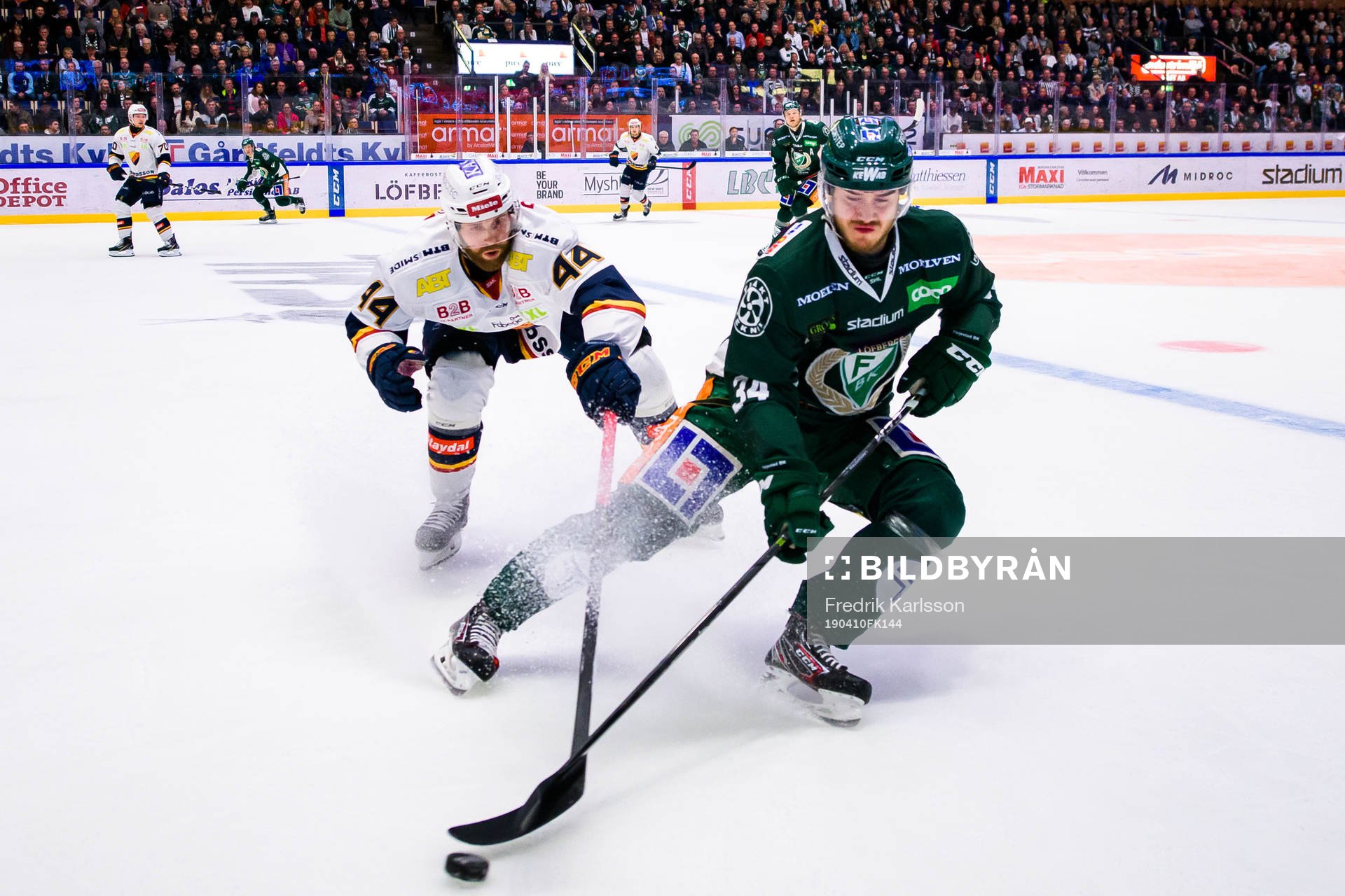 Djurgårdens Mattias Guter och Färjestads Michael Lindqvist