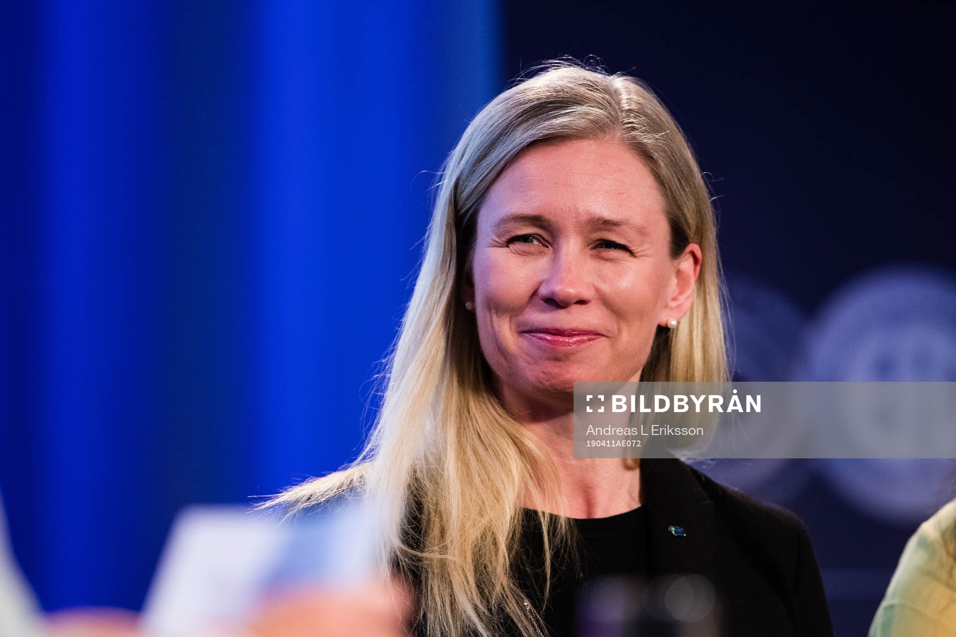 Ulrika Liiv, kommunikations- och hållbarhetschef OBOS, under upptaktsträffen för Damallsvenskan i fotboll den 11 april 2019 i Stockholm.