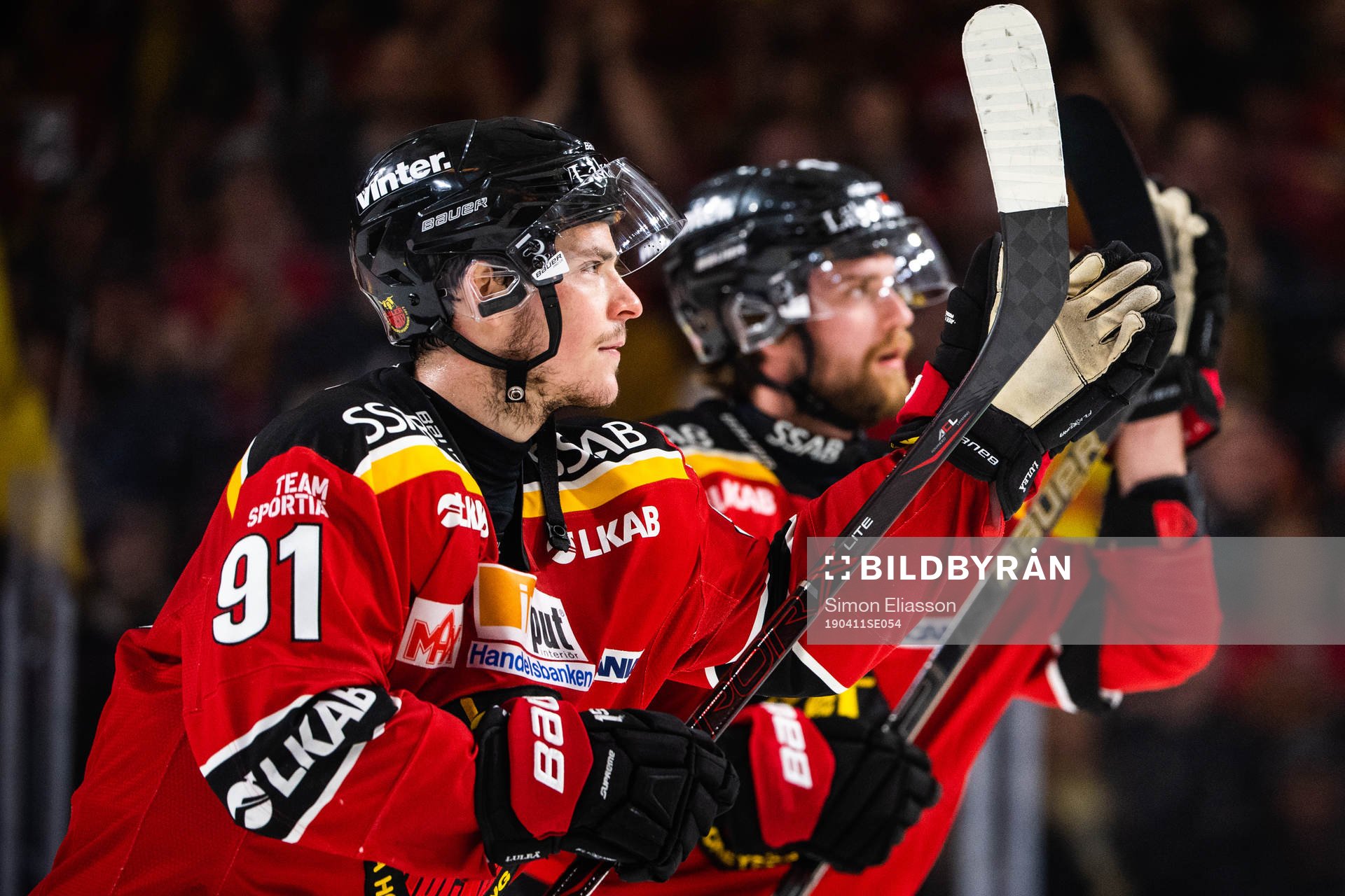 Luleås Austin Farley och Pontus Själin jublar