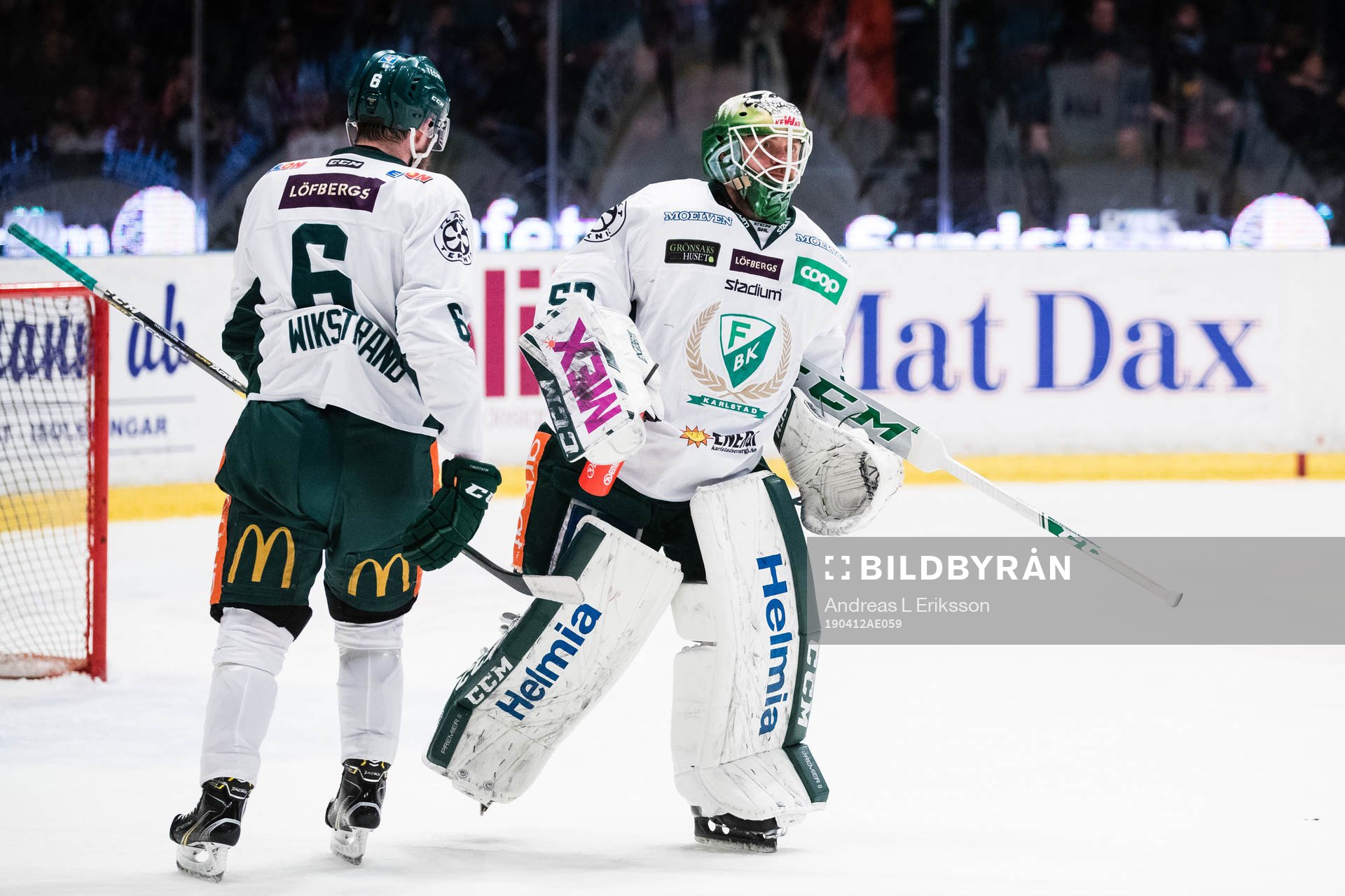 Färjestads Mikael Wikstrand och målvakt Markus Svensson