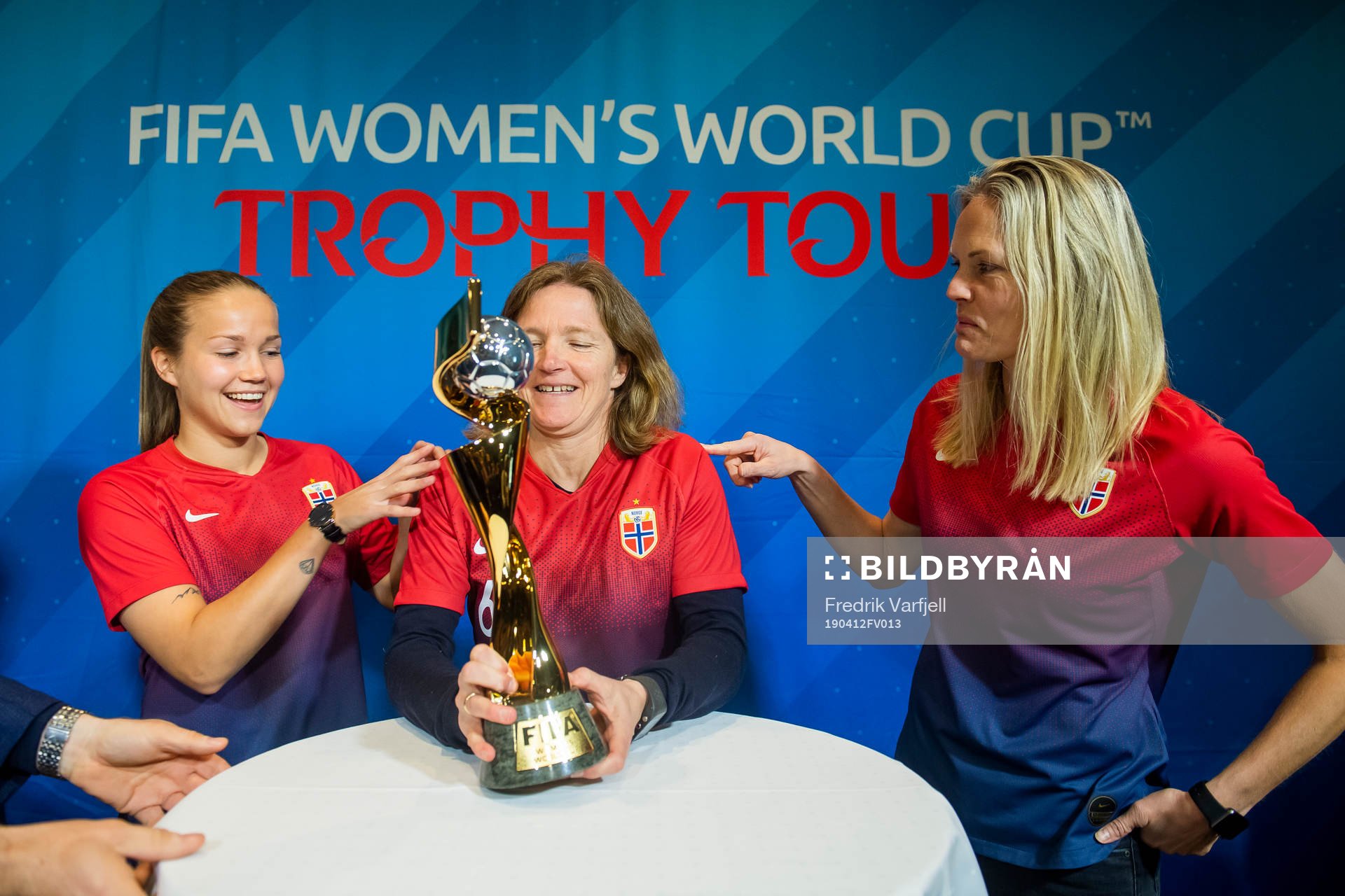 Guro Reiten, Hege Riise and Ingrid Hjelmseth of Norway