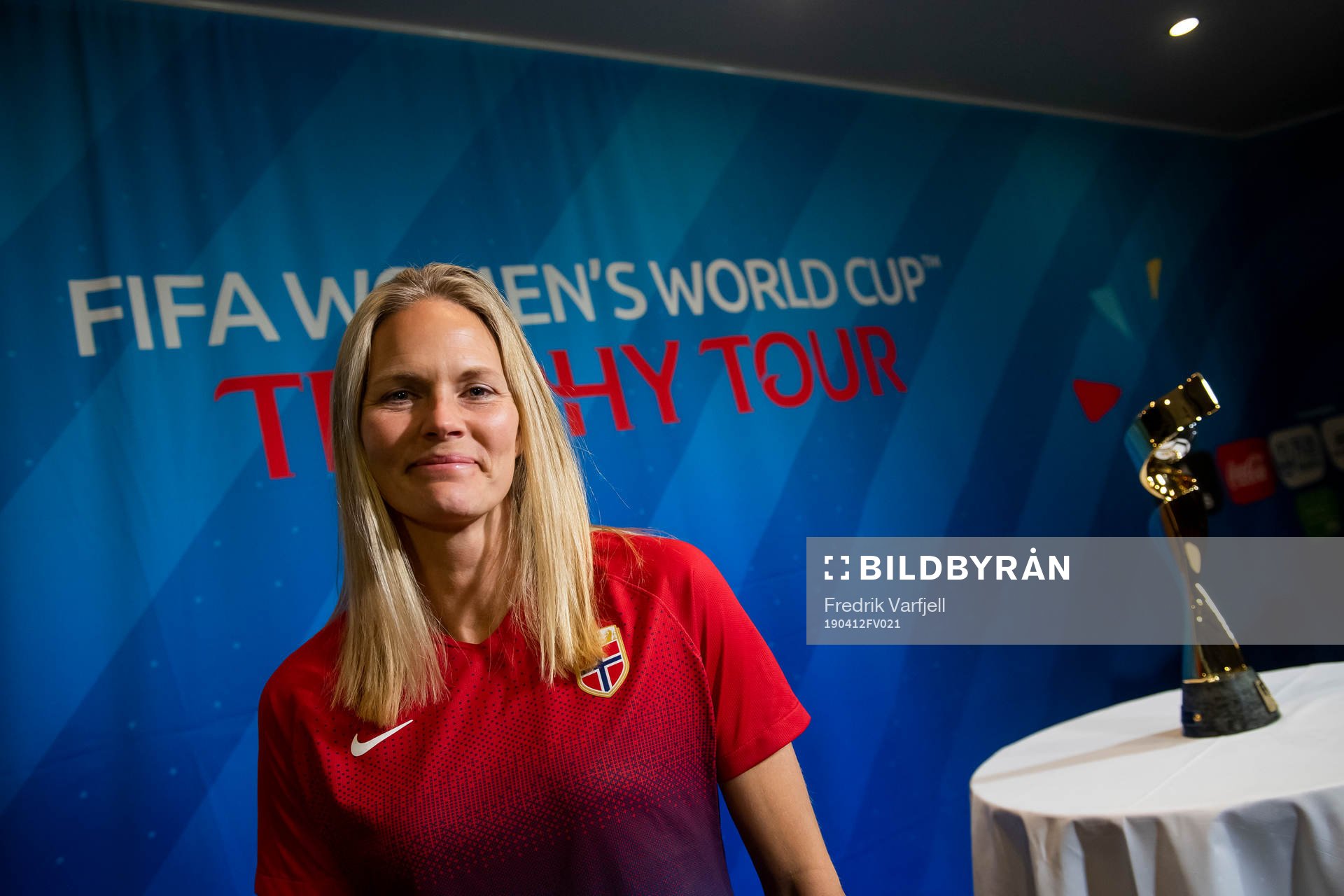 Ingrid Hjelmseth of Norway poses for a picture with  the