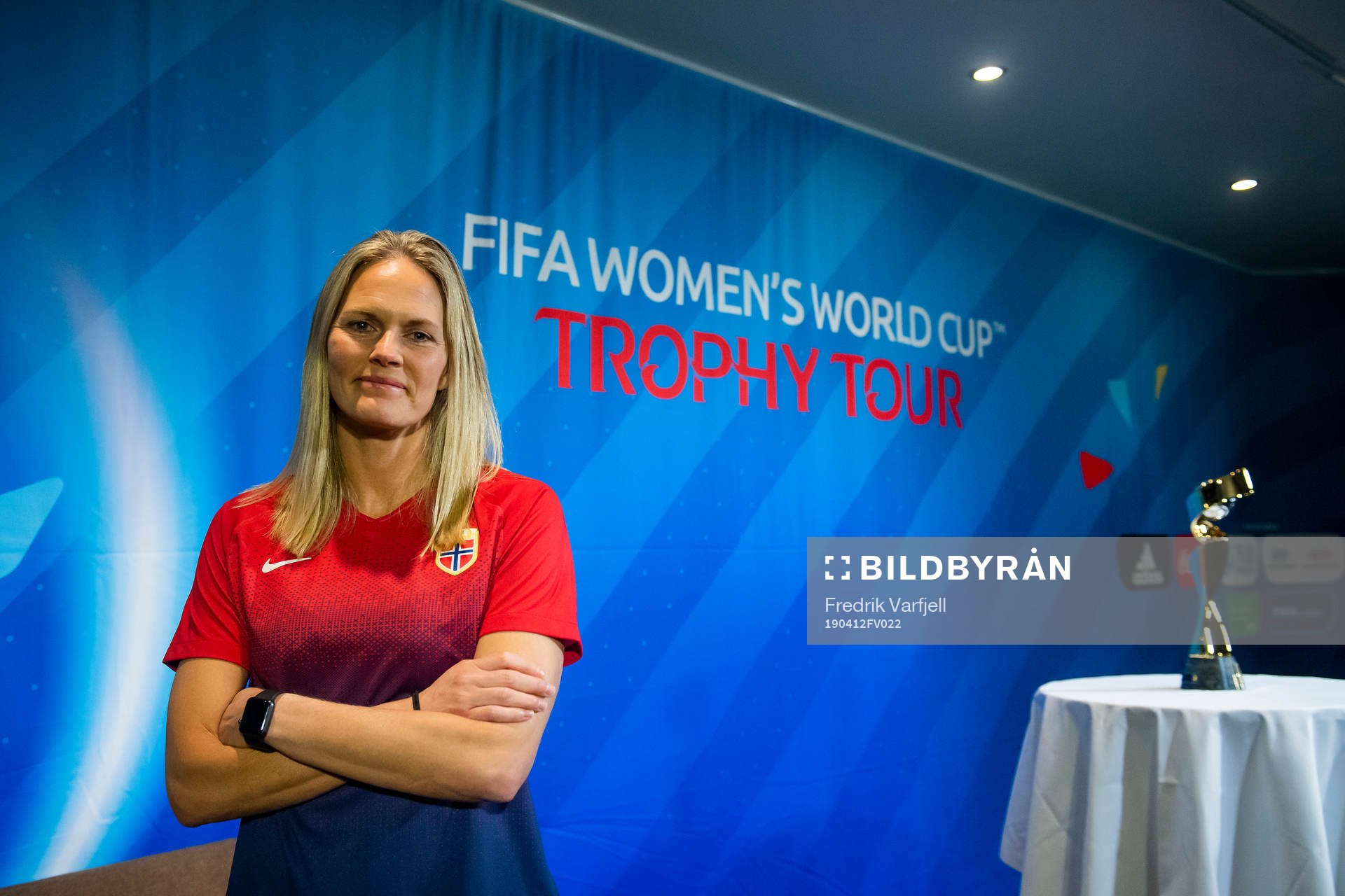 Ingrid Hjelmseth of Norway poses for a picture with  the