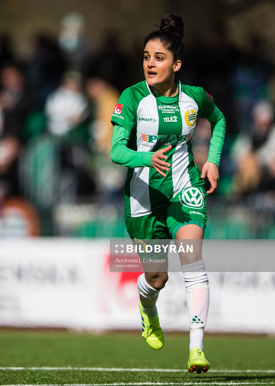 Hammarbys Lawlaw Nazeri under fotbollsmatchen i Elitettan mellan Hammarby och Brommapojkarna den 13 april 2019 i Stockholm. 