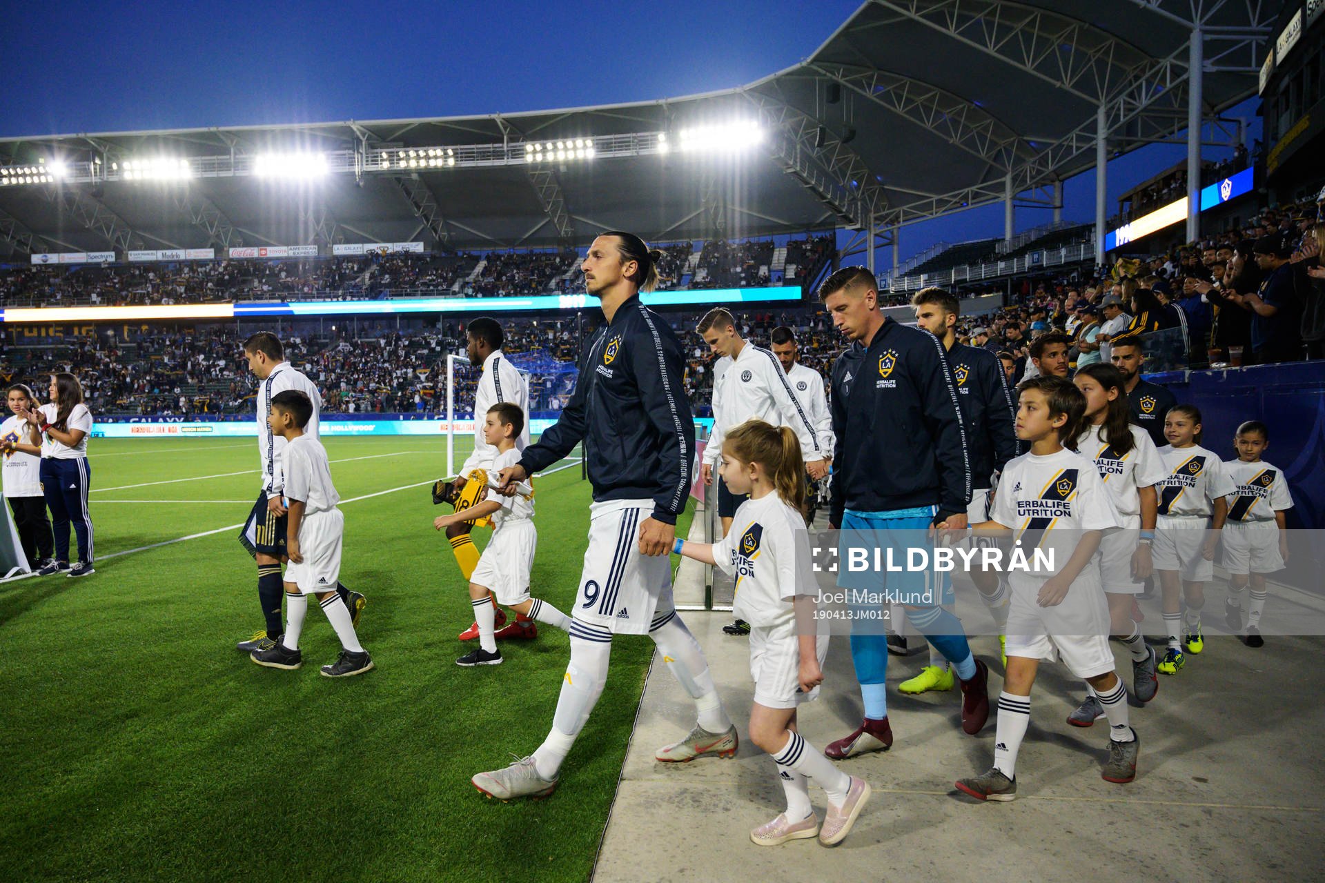 Zlatan Ibrahimovic of LA Galaxy enters the field
