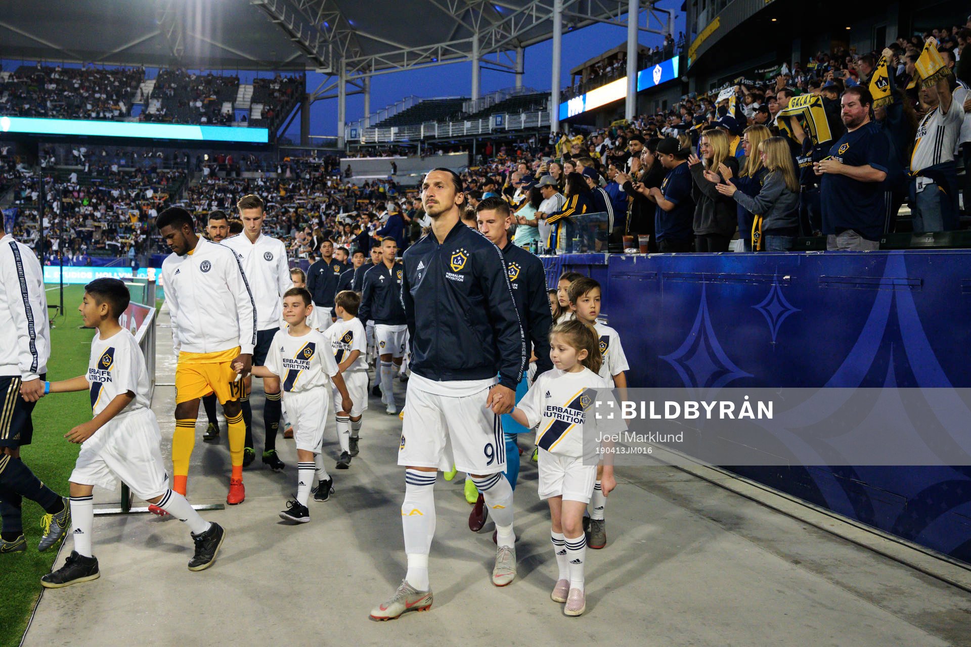 Zlatan Ibrahimovic of LA Galaxy enters the field