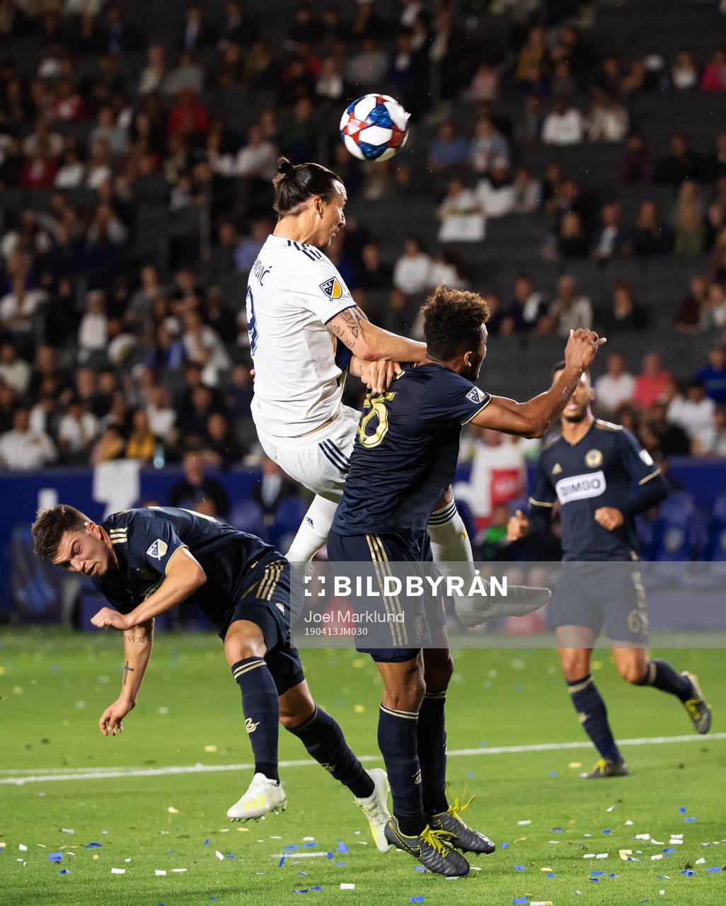 Zlatan Ibrahimovic of LA Galaxy in action against Kai