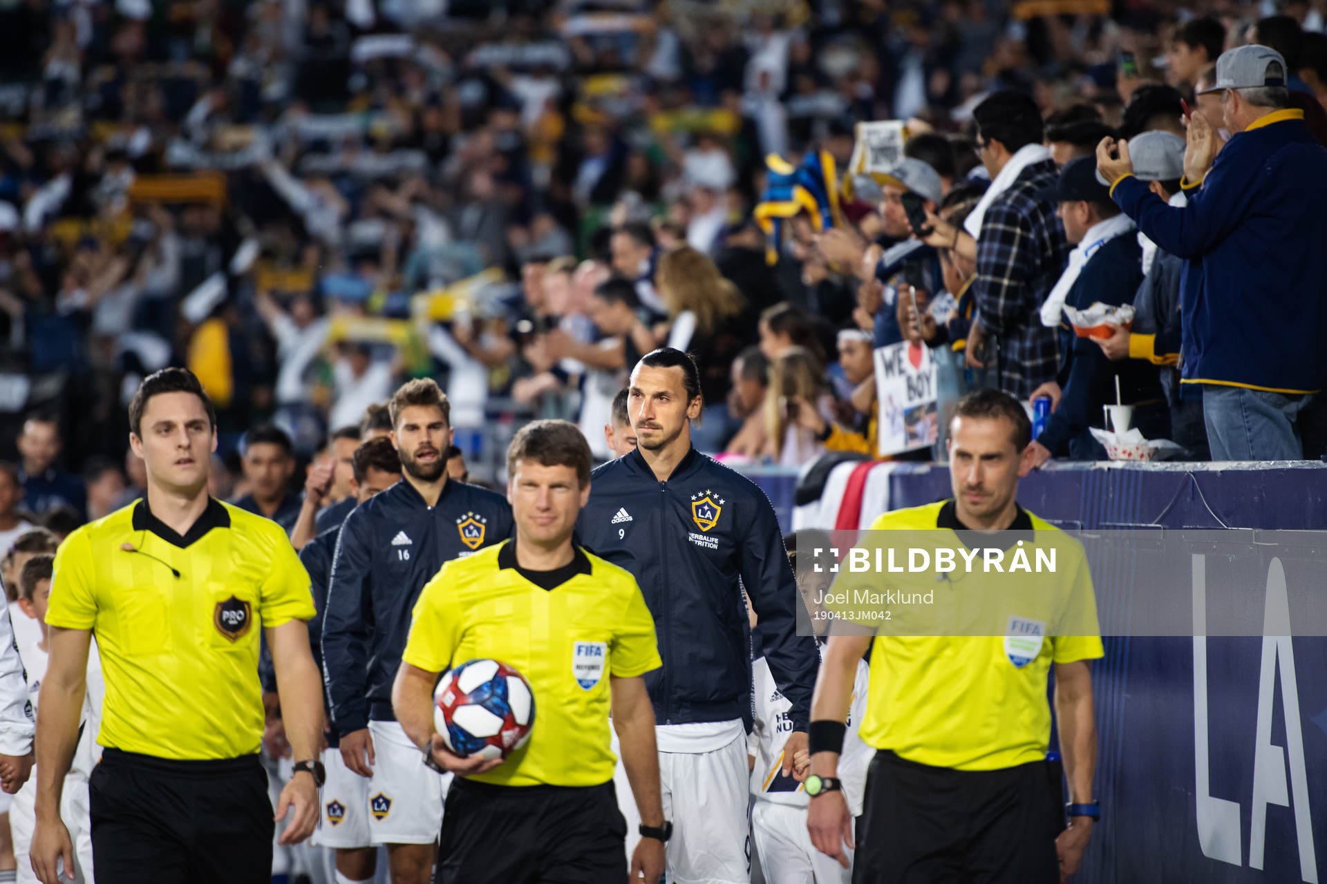 Zlatan Ibrahimovic of LA Galaxy enters the field