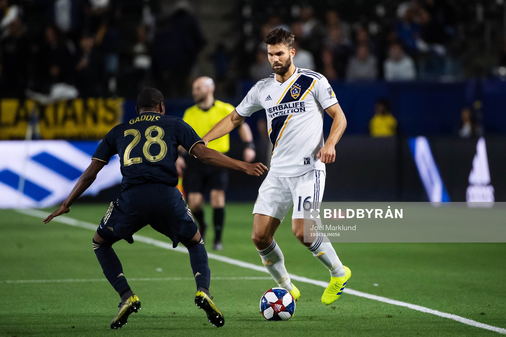 Jørgen Skjelvik of LA Galaxy during the MLS regular season football match between LA Galaxy and Philadelphia Union on April 13, 2019 in Los Angeles.