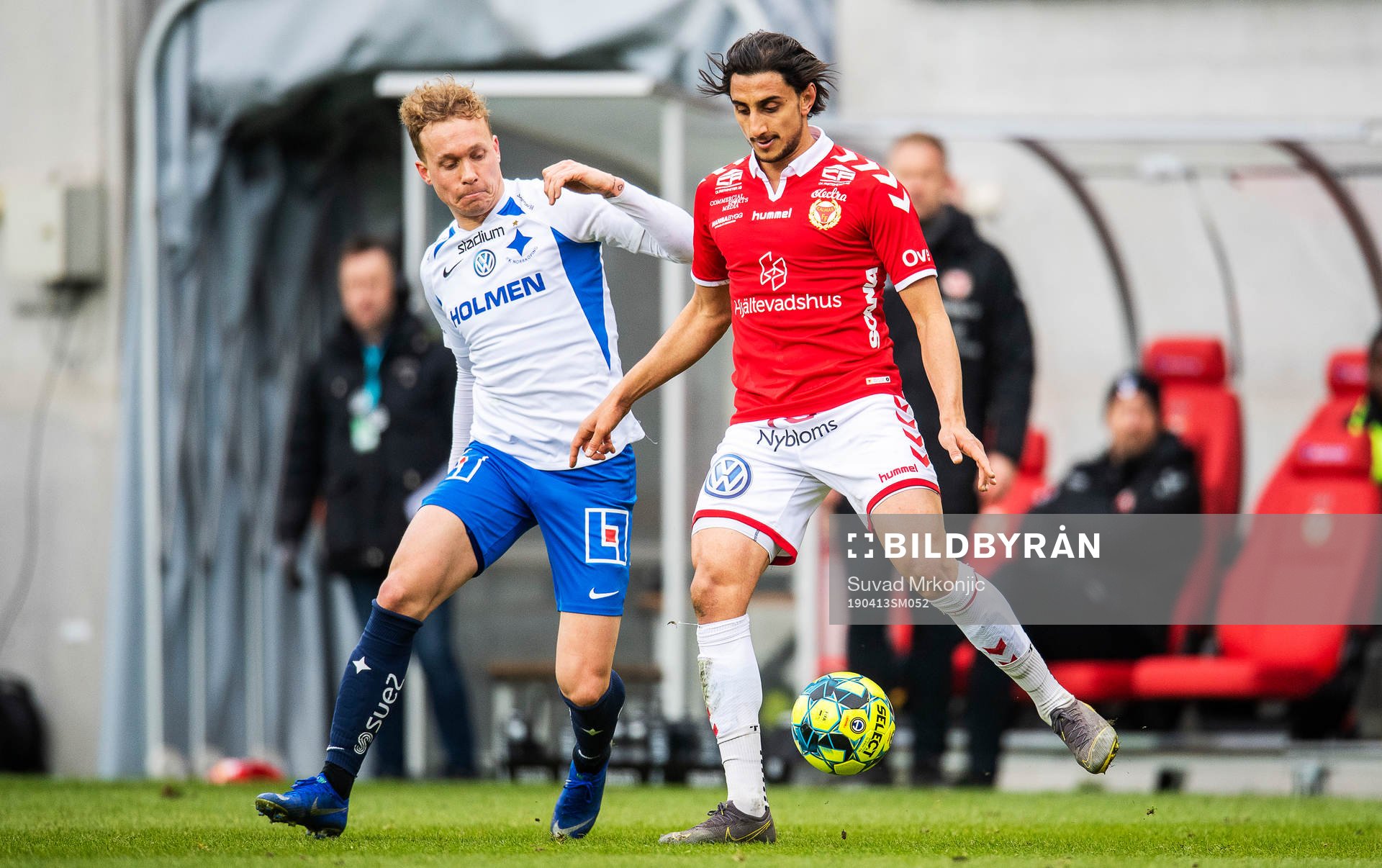 Kalmars Mahmoud Eid under fotbollsmatchen i Allsvenskan mellan Kalmar och Norrköping den 13 april 2019 i Kalmar.