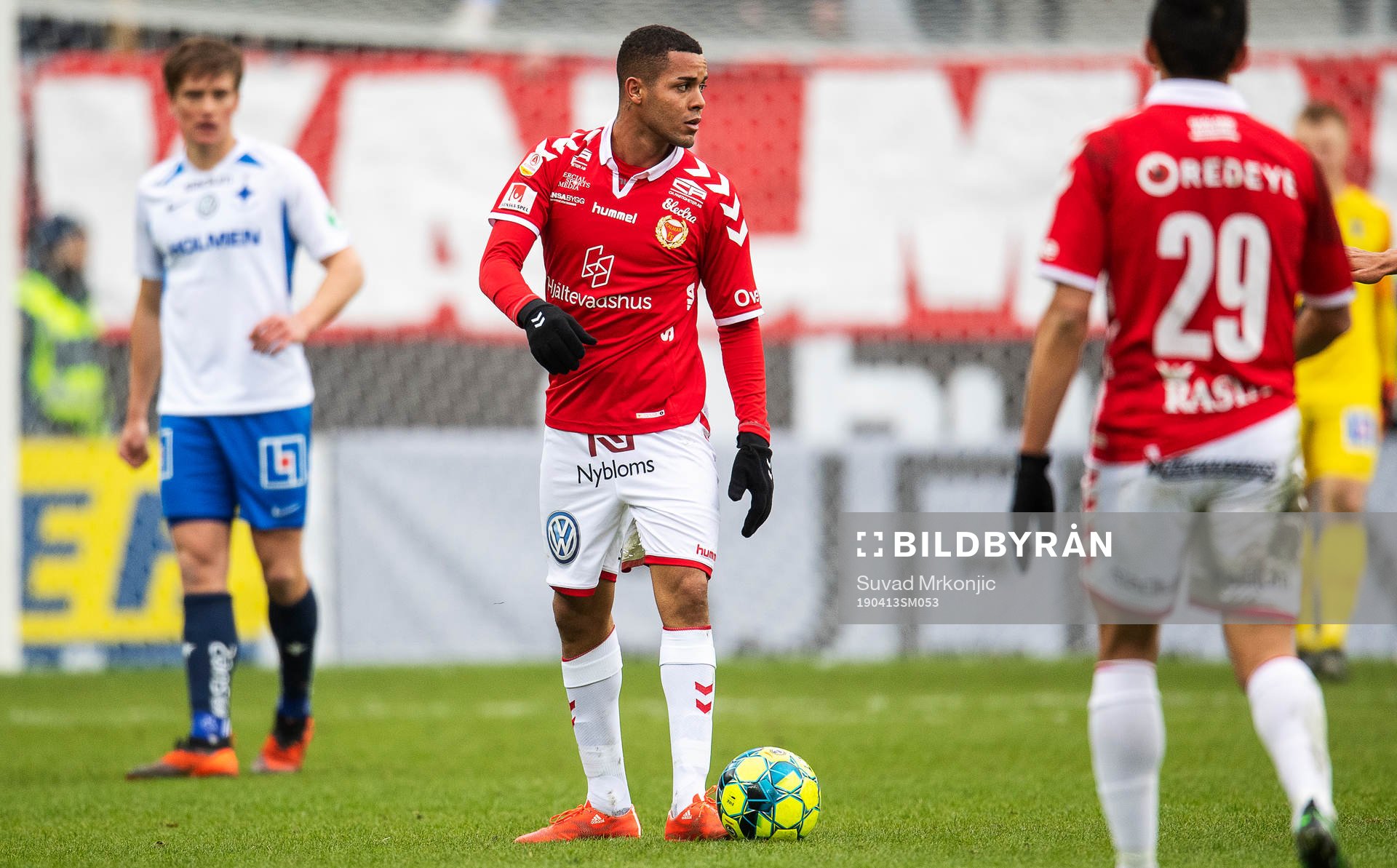 Kalmars Emaxwell Souza de Lima under fotbollsmatchen i Allsvenskan mellan Kalmar och Norrköping den 13 april 2019 i Kalmar.