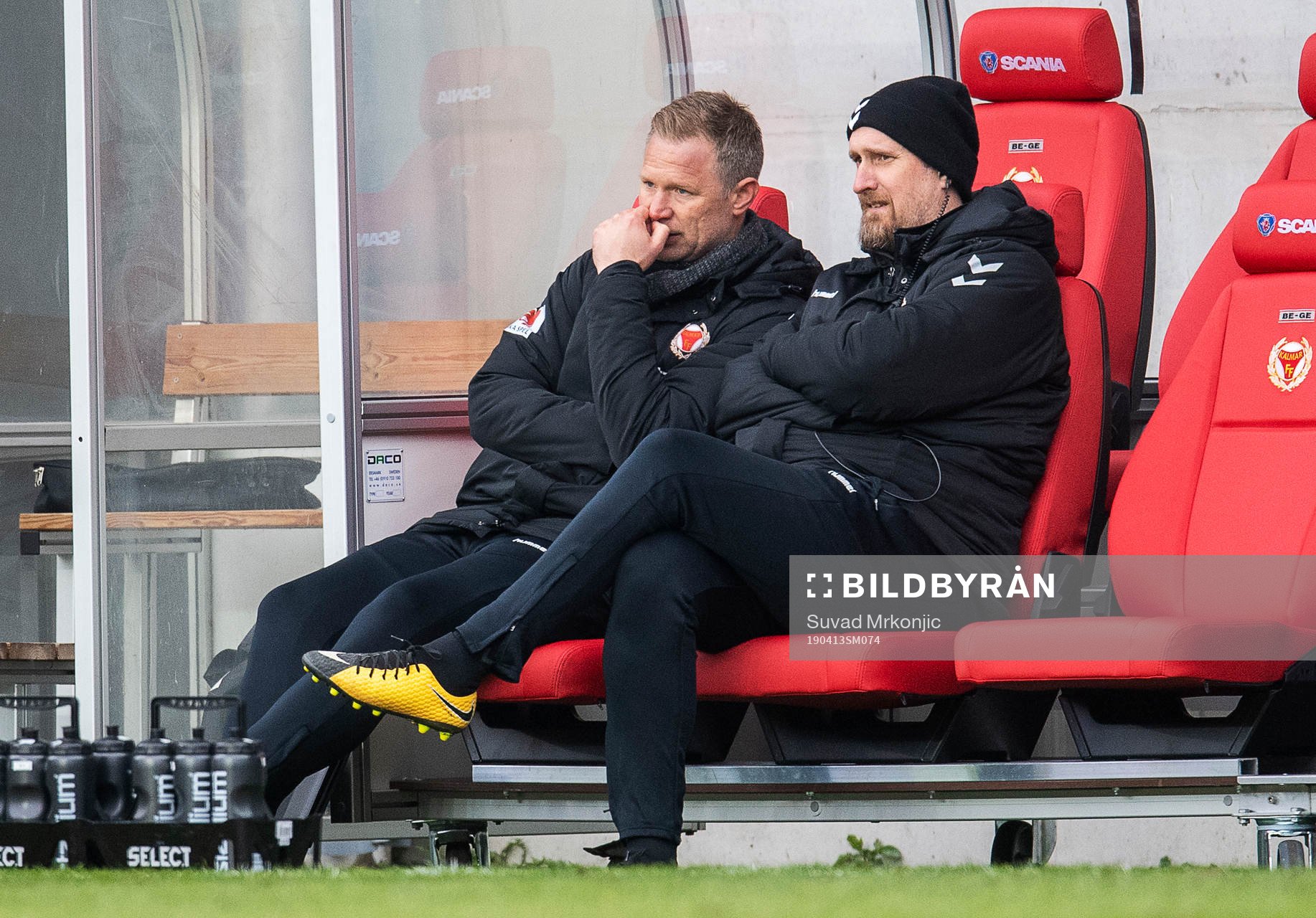 Kalmars tränare Magnus Pehrsson och assisterende tränare