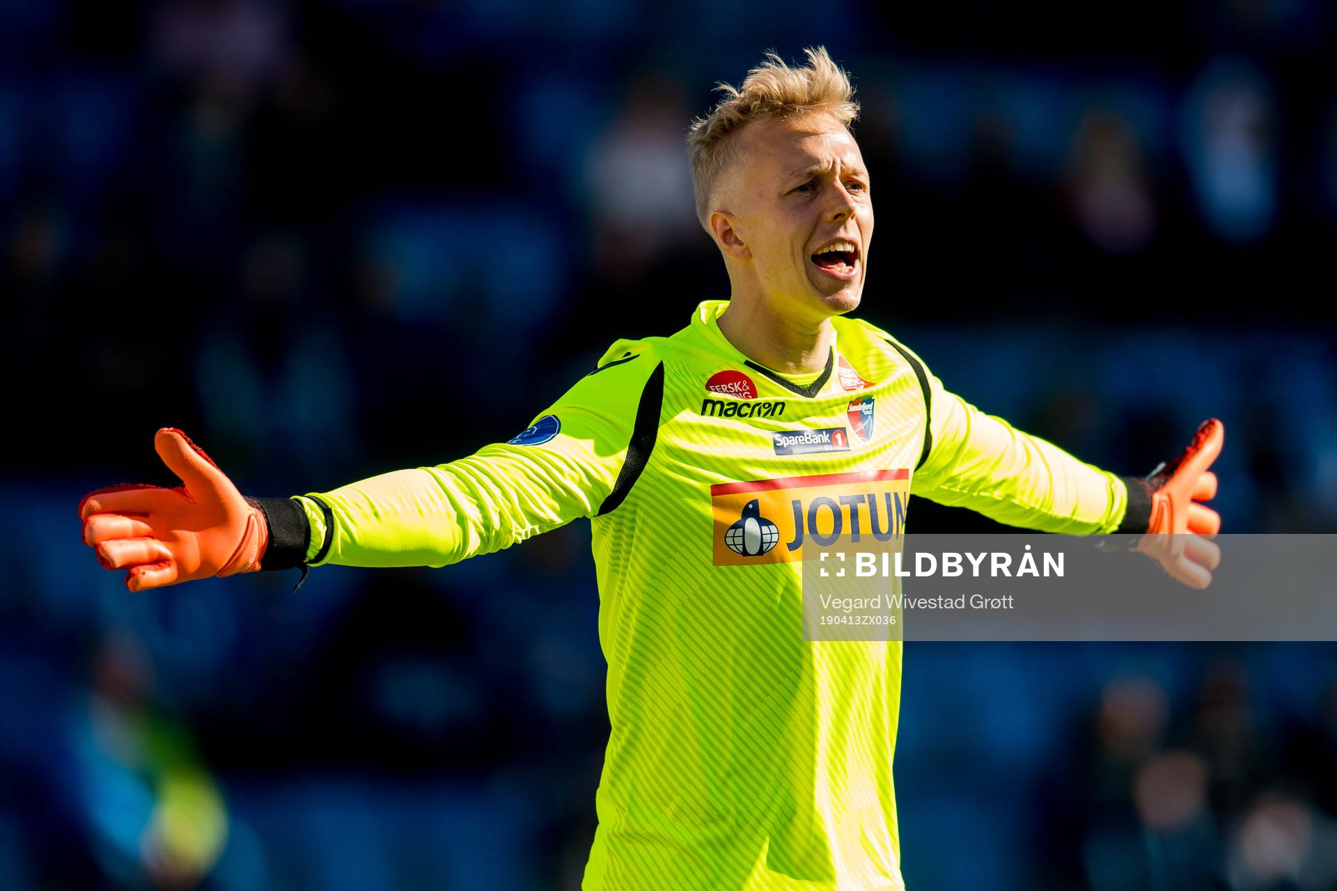 Goalkeeper Walter Viitala of Sandefjord during the OBOS-ligaen football match between Sandefjord and Aalesund on April 13, 2019 in Sandefjord.