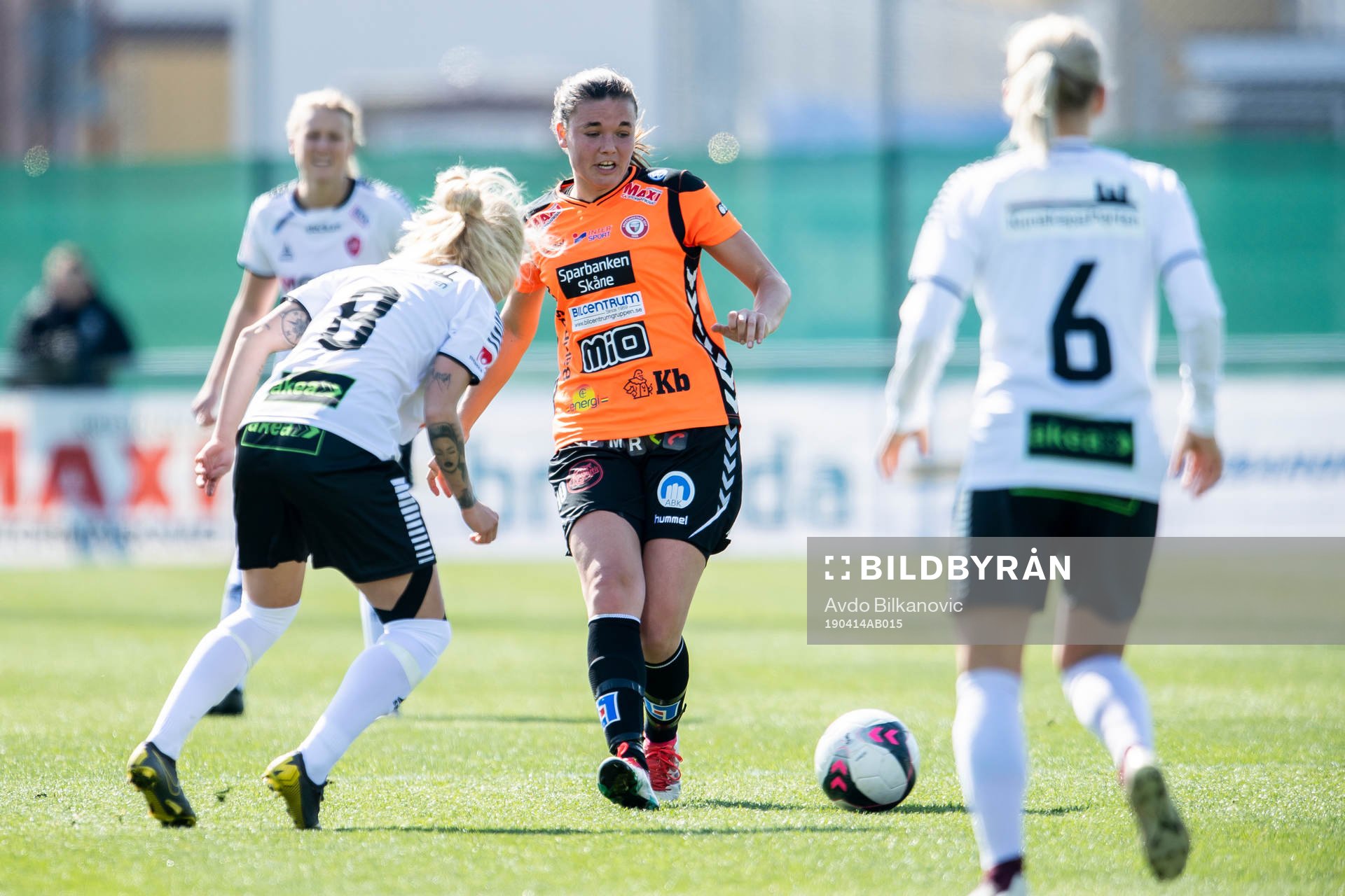 Kristianstads Anna Welin under fotbollsmatchen i Damallsvenskan mellan Kristianstad och Limhamn Bunkefloden 14 april 2019 i Kristianstad.