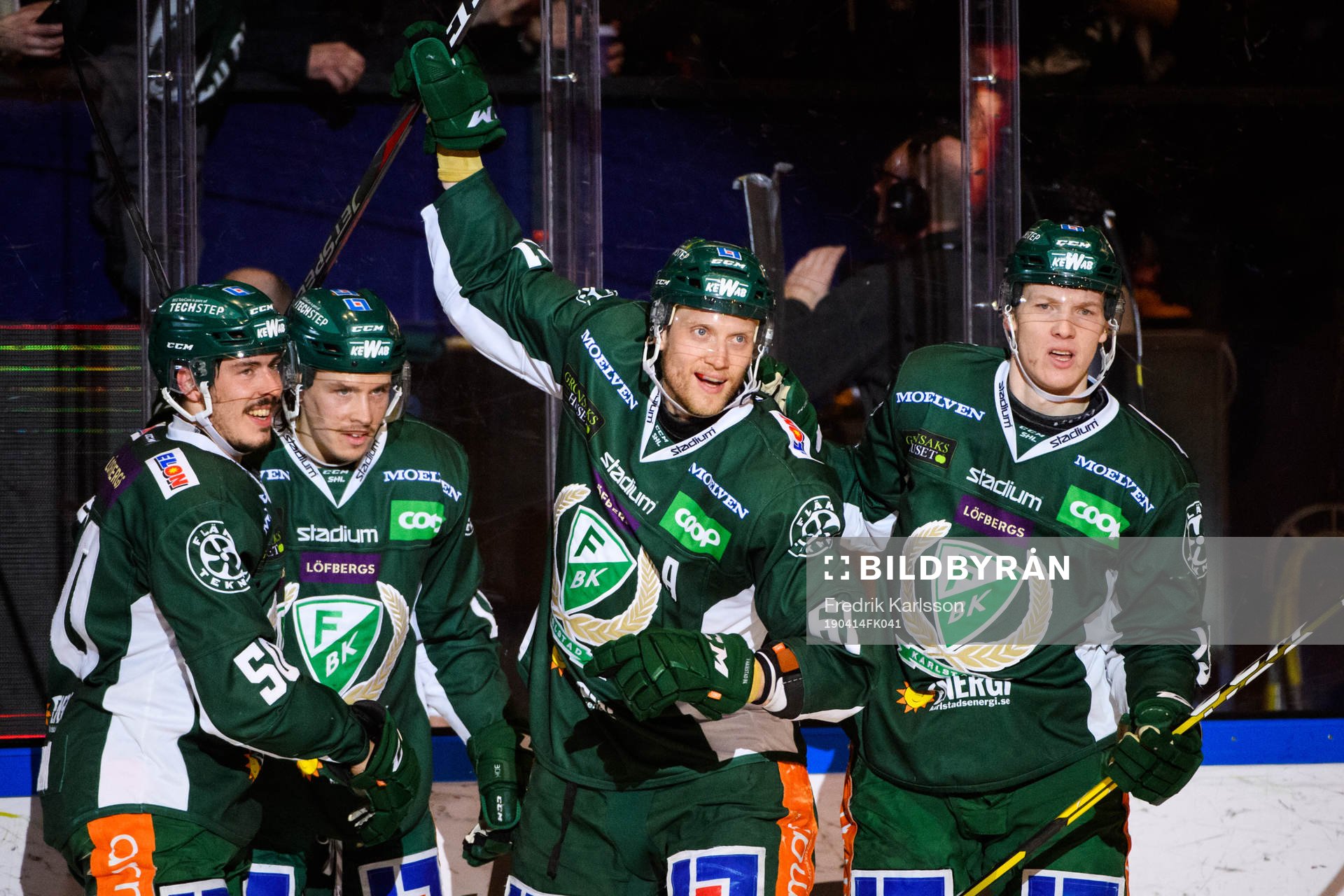 Färjestads Sebastian Erixon, Joakim Nygård, Johan Ryno