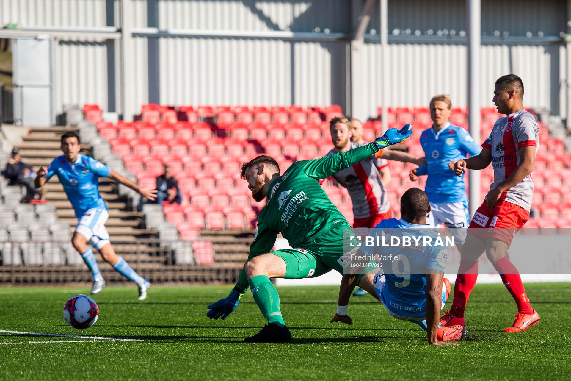 Kachi of Sandnes Ulf scores a disallowed goal behind