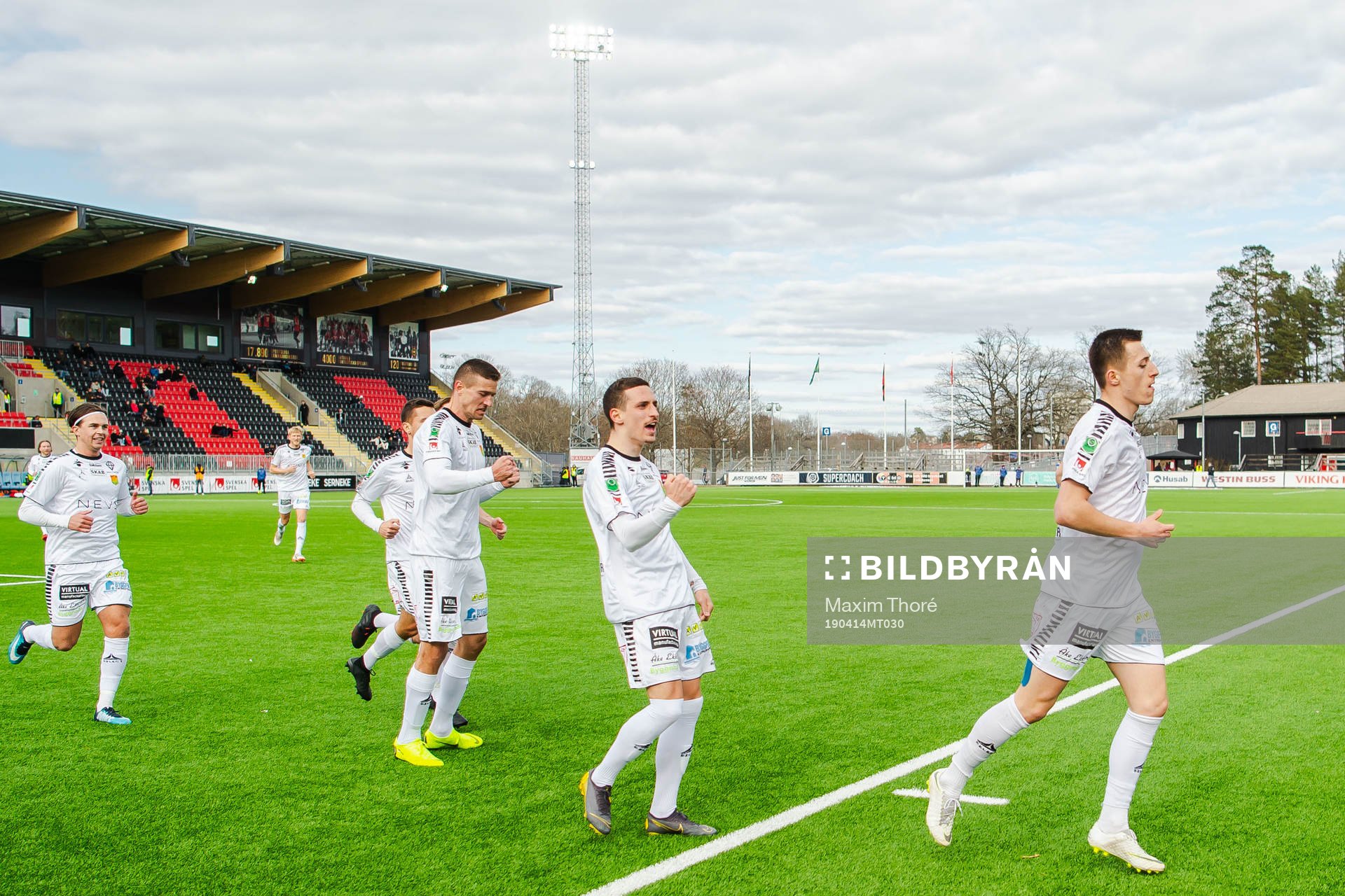 GAIS Leonard Pllana jublar efter 1-2 under fotbollsmatchen i Superettan mellan Brommapojkarna och GAIS den 14 april 2019 i Stockholm.