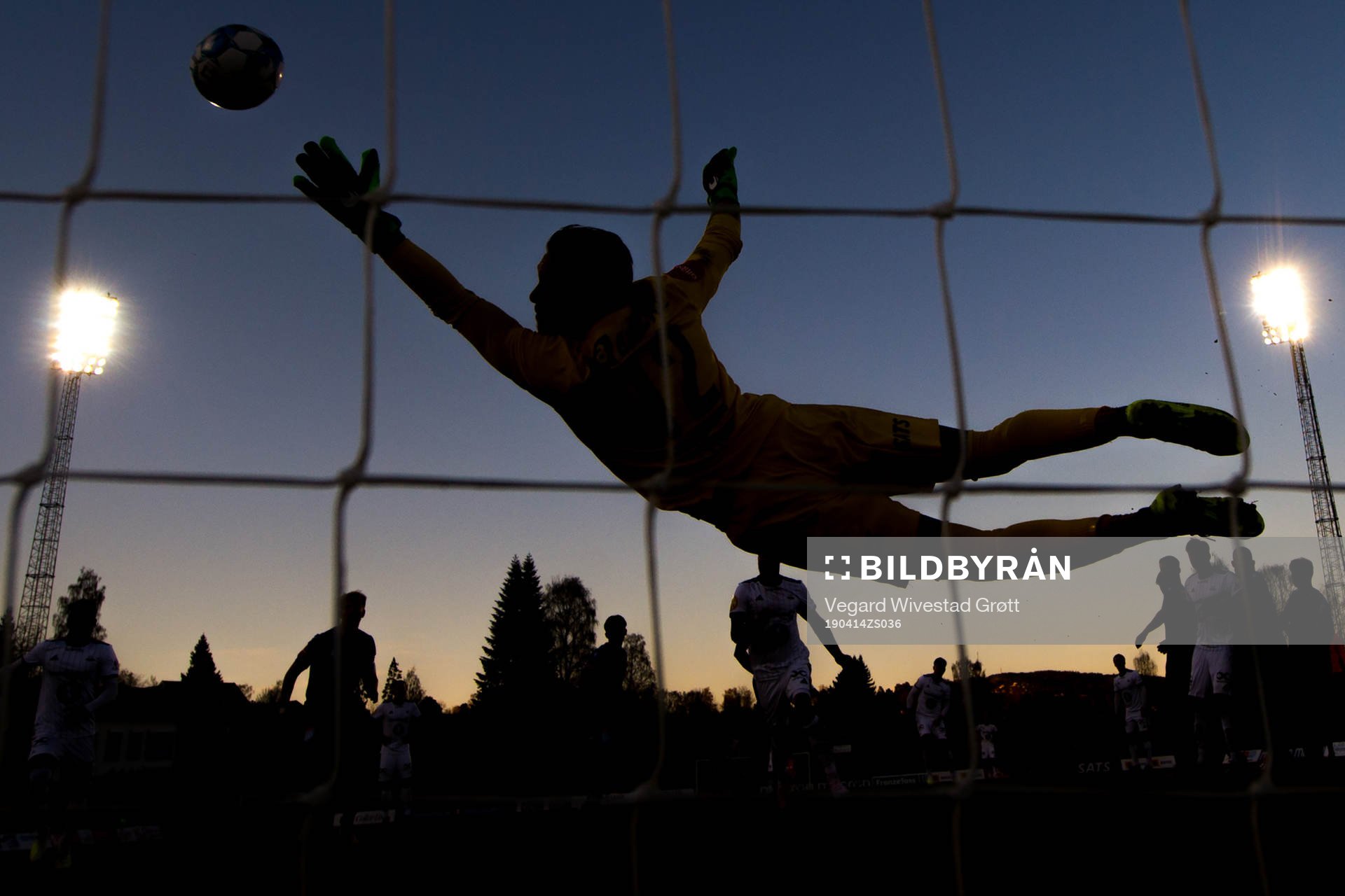 The silhouette of goalkeeper Marcus Sandberg of Stabæk