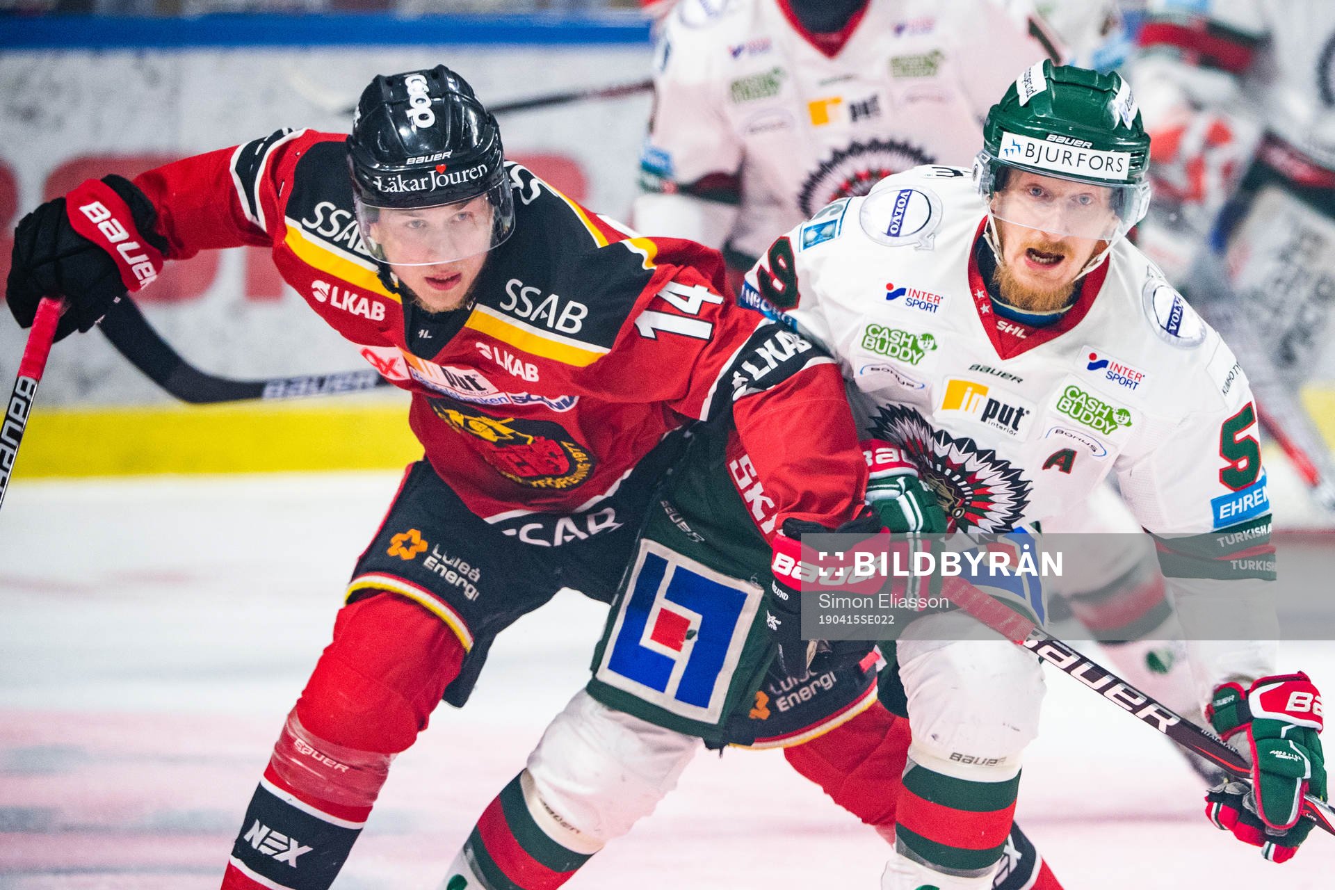 Luleås Jonas Berglund och Frölundas Simon Hjalmarsson