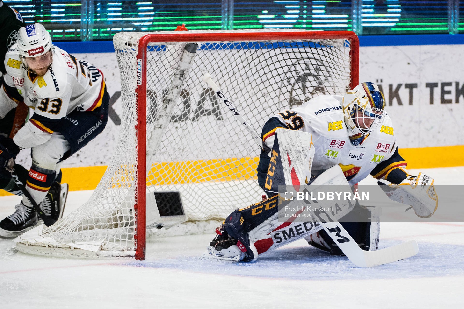 Djurgårdens Linus Hultström och målvakt Adam Reideborn