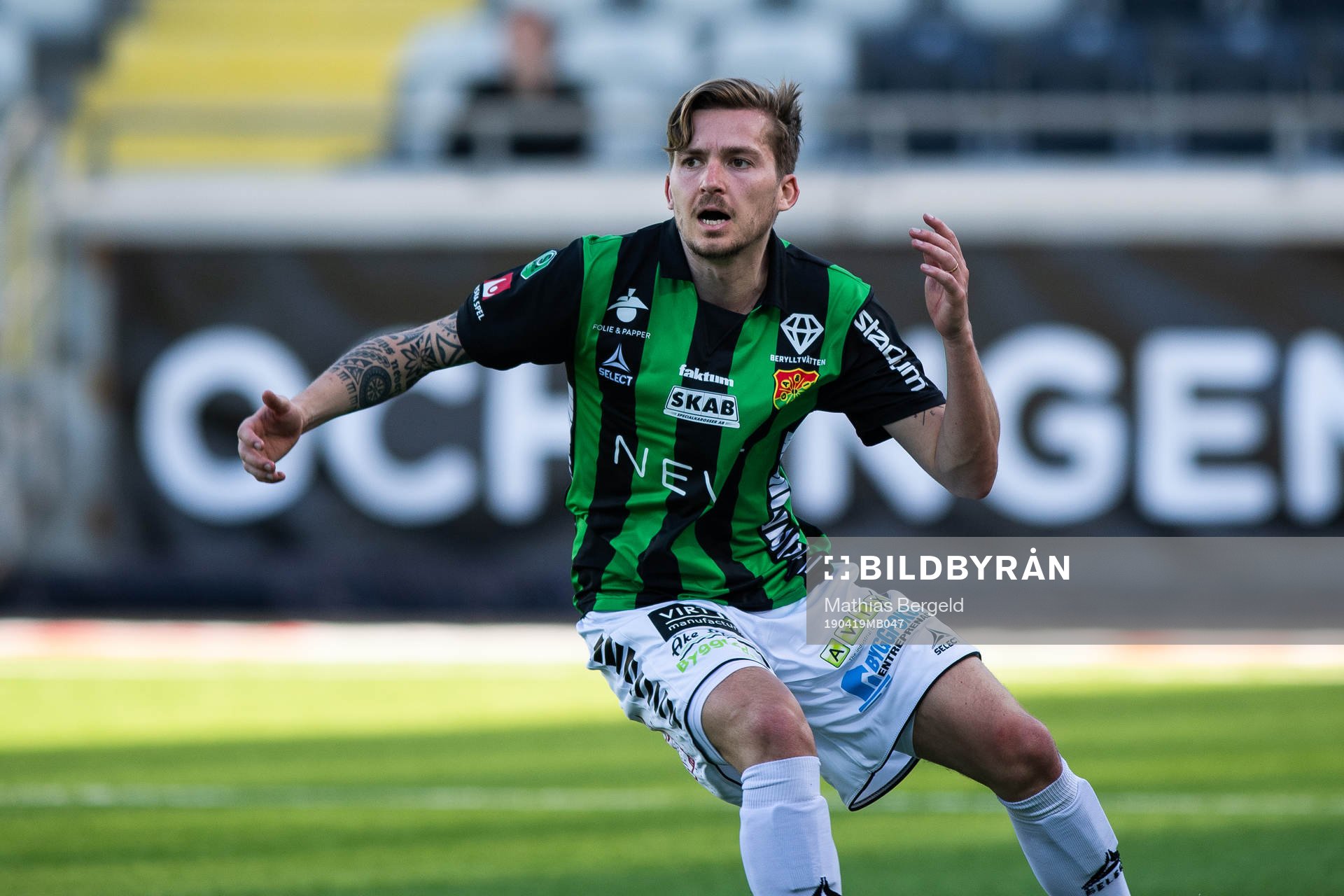 GAIS Andreas Östling under fotbollsmatchen i Superettan mellan Gais och Brage den 19 april 2019 i Göteborg.
