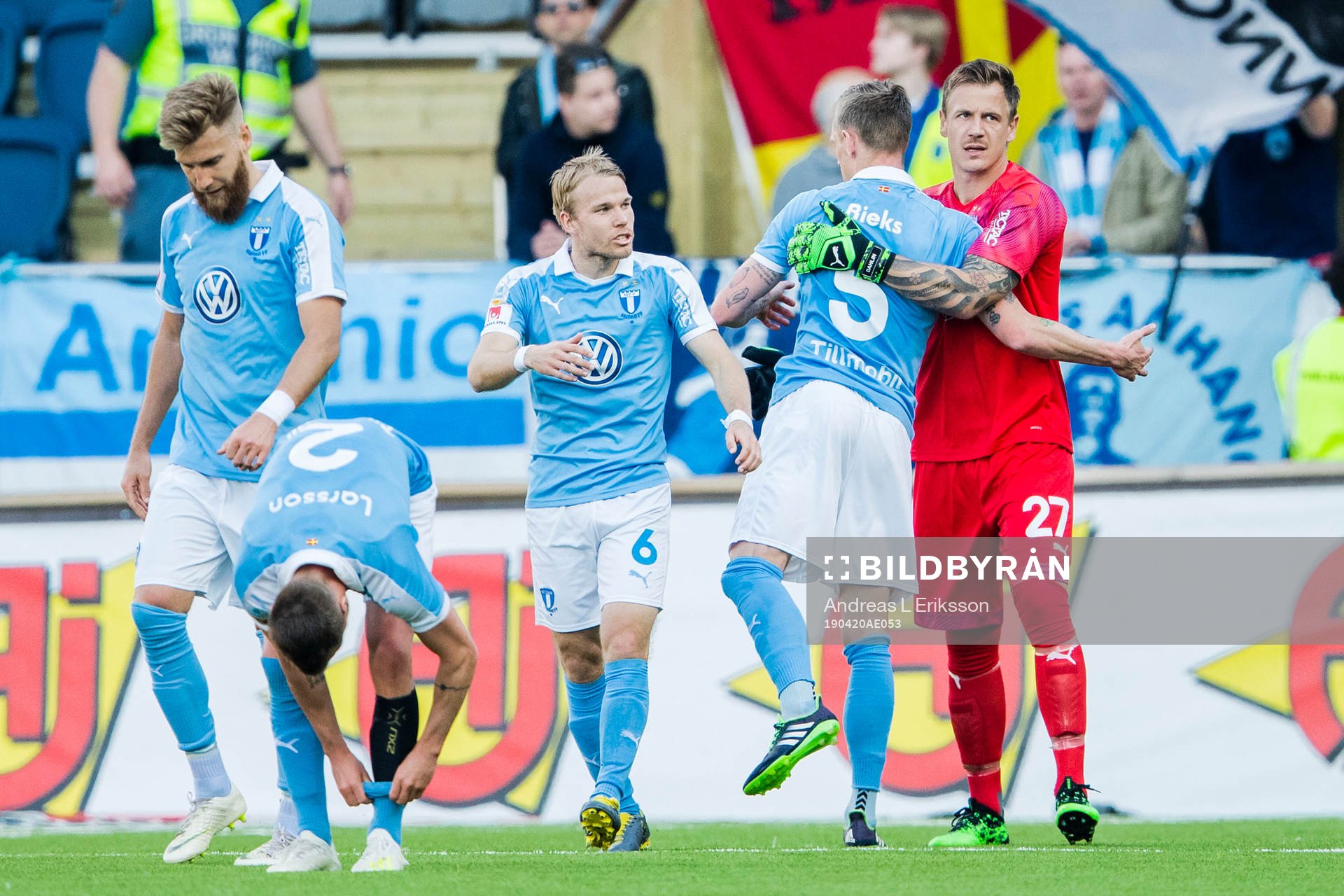 Malmö FFs Oscar Lewicki, Sören Rieks och Johan Dahlin
