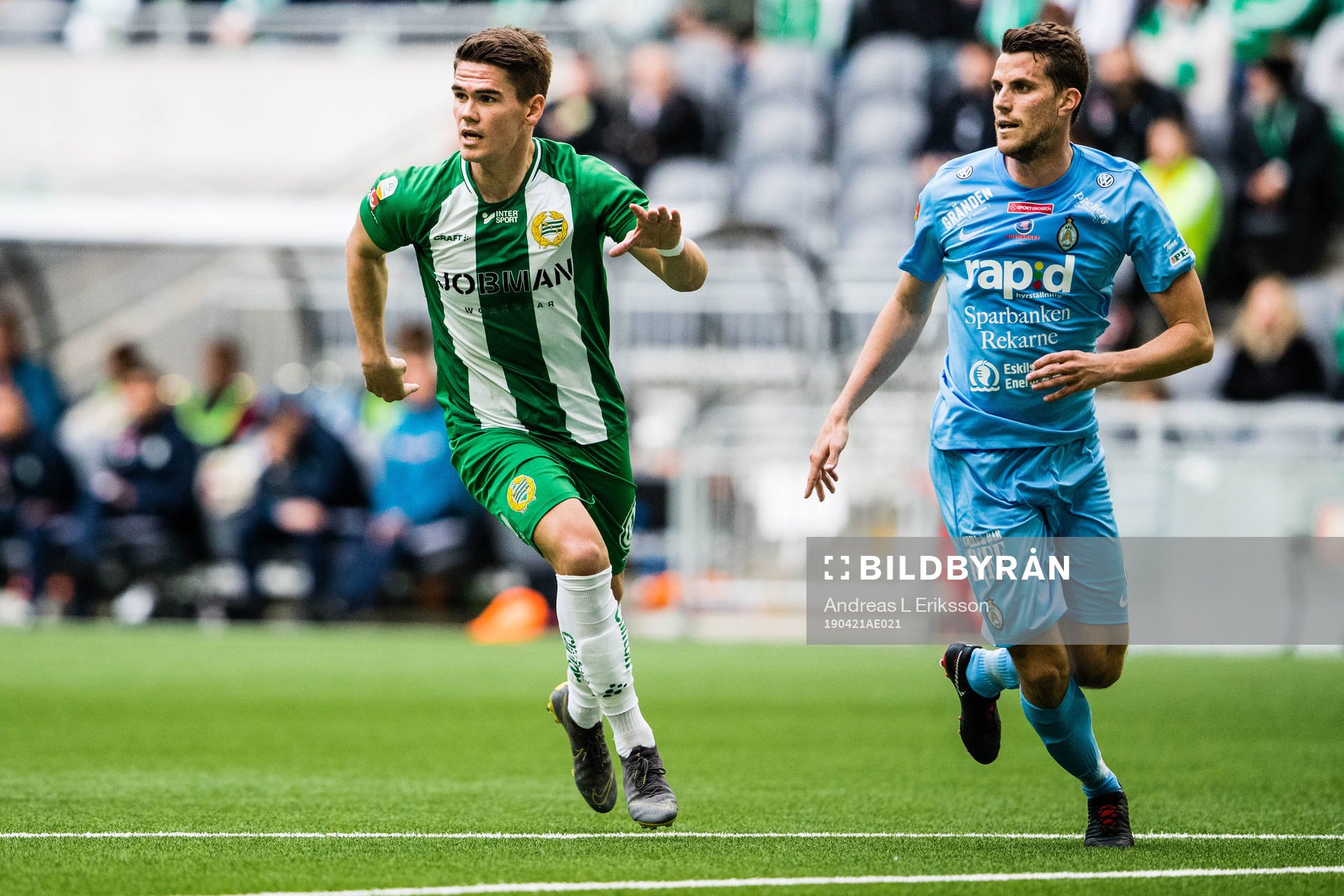 Hammarbys Vidar Örn Kjartansson och AFC Eskilstunas Jesper
