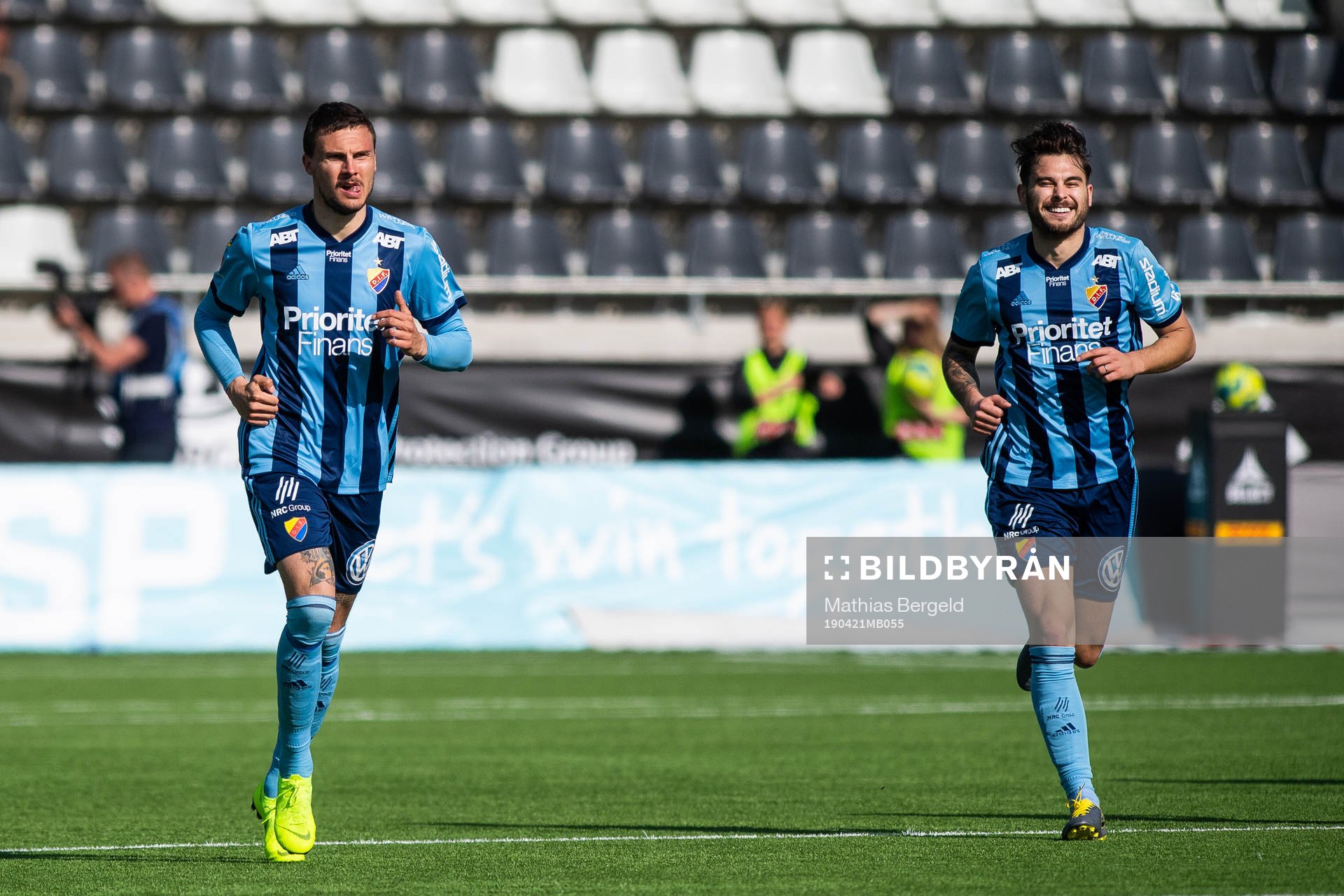 Djurgårdens Erik Berg jublar efter att han gjort 0-1 under fotbollsmatchen i Allsvenskan mellan Häcken och Djurgården den 21 april 2019 i Göteborg.