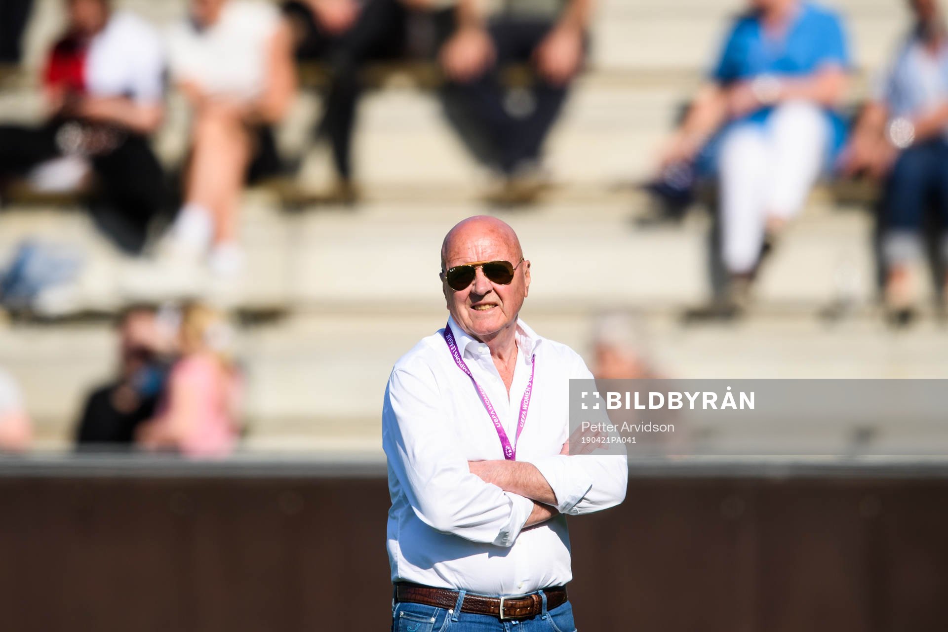 Rosengårds klubbchef Erling Nilsson under fotbollsmatchen i Damallsvenskan mellan FC Rosengård och Kristianstad den 21 april 2019 I Malmö.