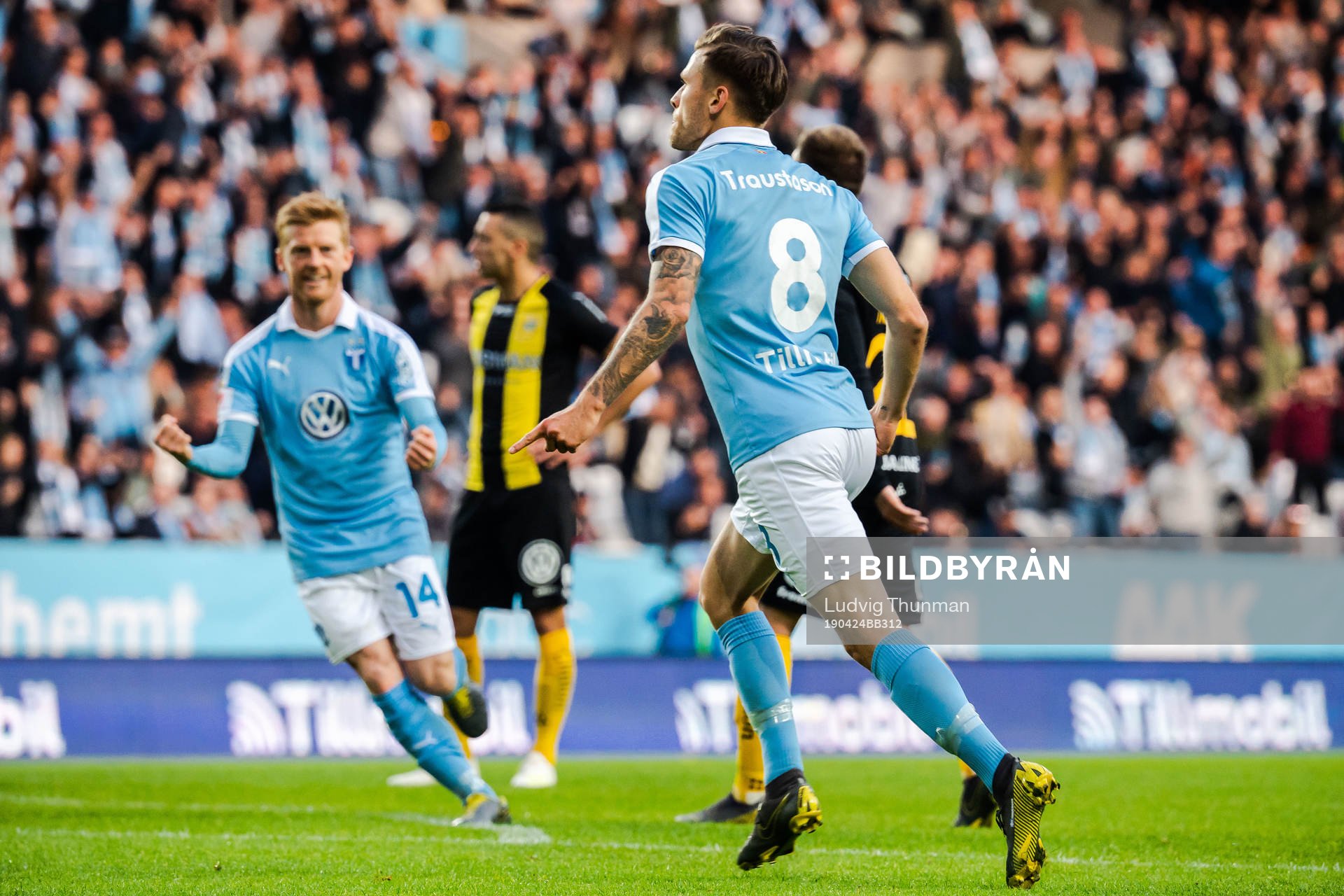 Malmö FFs Anders Christiansen och Arnór Traustason jublar